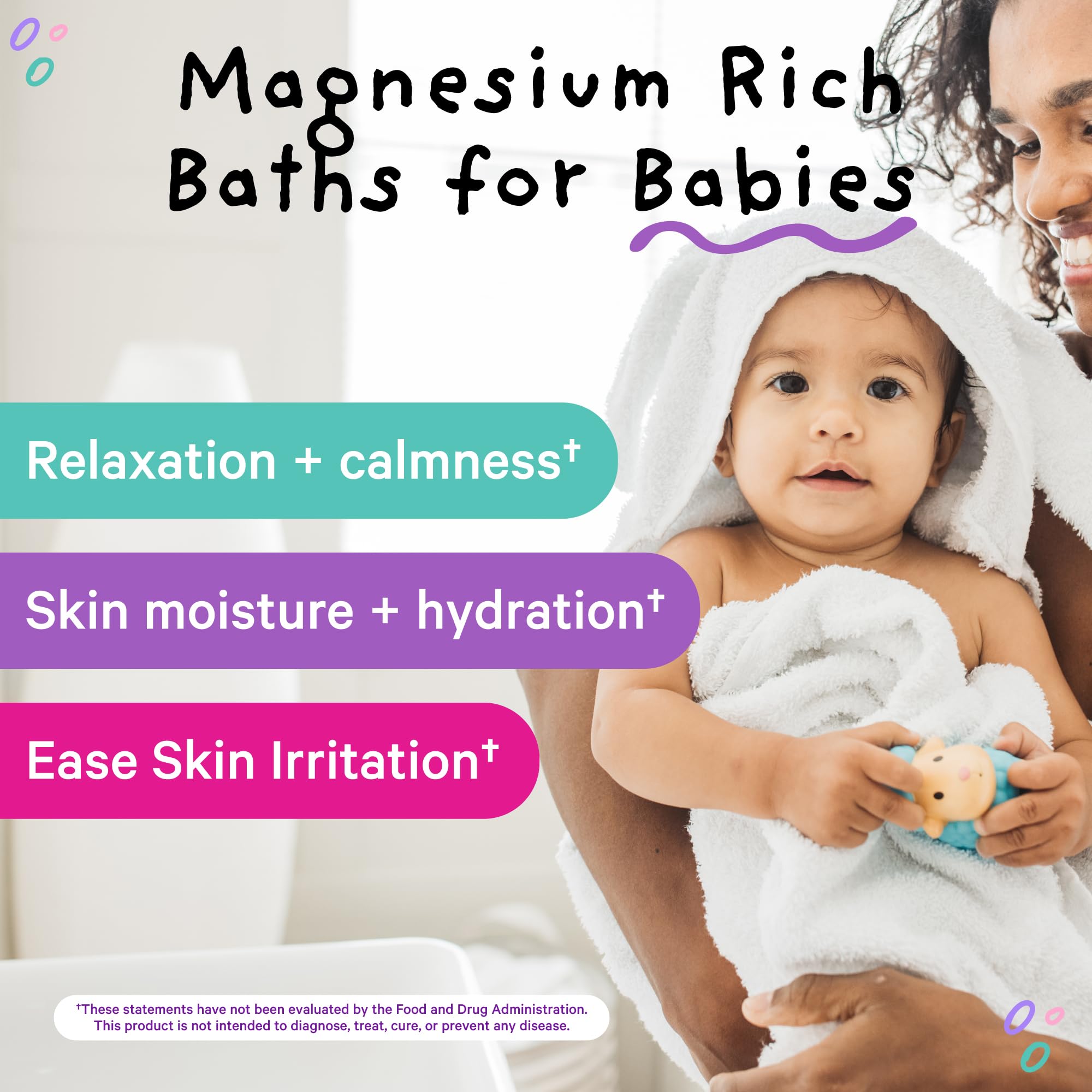 Pink Stork Baby Bath Flakes, Calming Fragrance Free Magnesium Bath Salts for Infants and Toddlers to Help Soothe Diaper Rash, Irritation, and Support Restful Sleep Without Melatonin - 16 oz