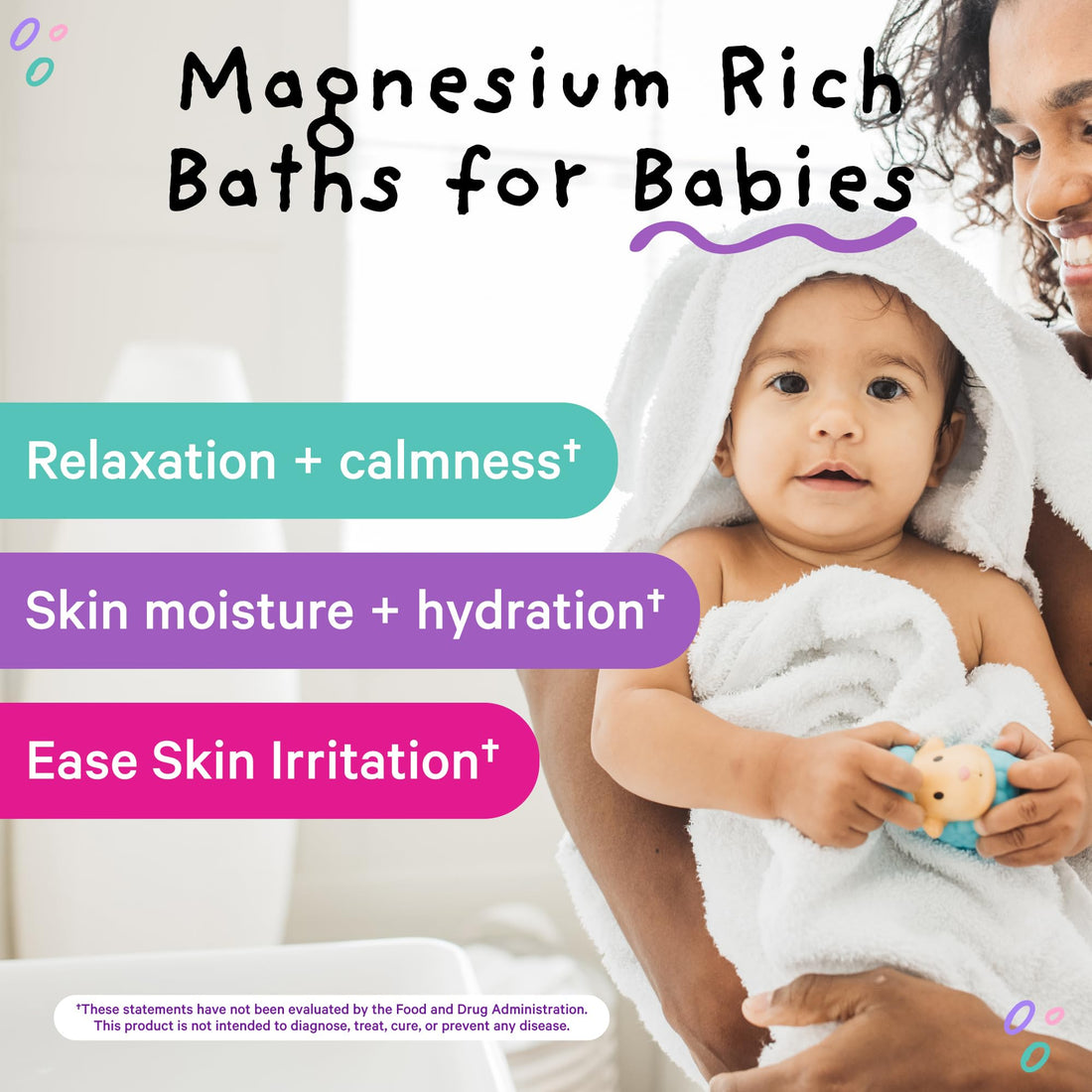 Pink Stork Baby Bath Flakes, Calming Fragrance Free Magnesium Bath Salts for Infants and Toddlers to Help Soothe Diaper Rash, Irritation, and Support Restful Sleep Without Melatonin - 16 oz