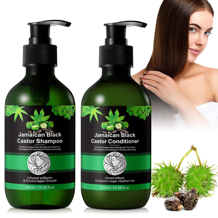 RTBYUE Jamaican Black Castor Oil Shampoo and Conditioner Set, Strengthen & Restore, Growth Shampoo 10.56 fl.oz & Conditioner 10.56 fl.oz Gift Set 2-PC Boxed Set Hair Care Collection