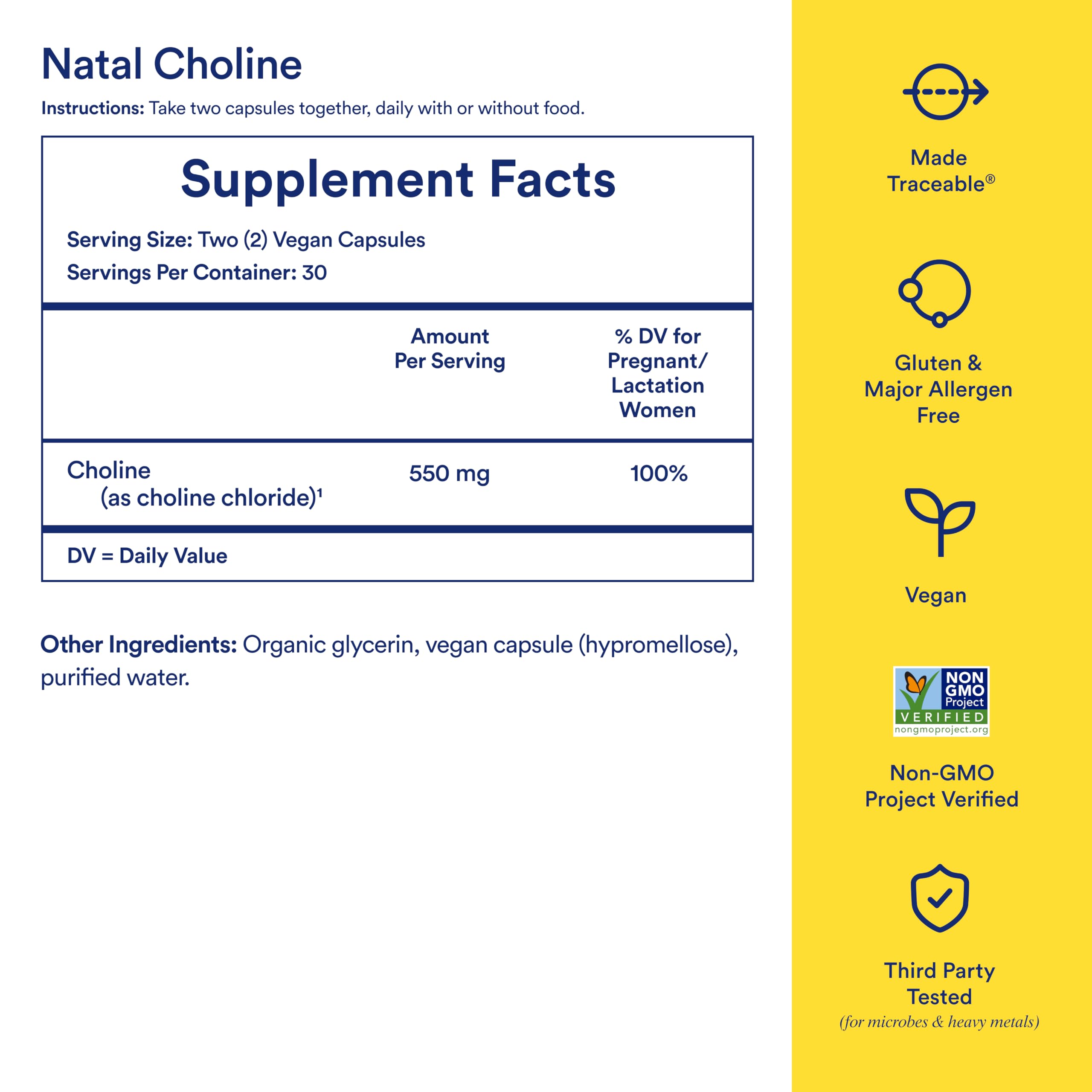 Ritual Natal Choline Supplement, 550mg, Supports Baby’s Cognitive Function When Taken During Pregnancy and Choline Content in Breastmilk*, 30 Day Supply