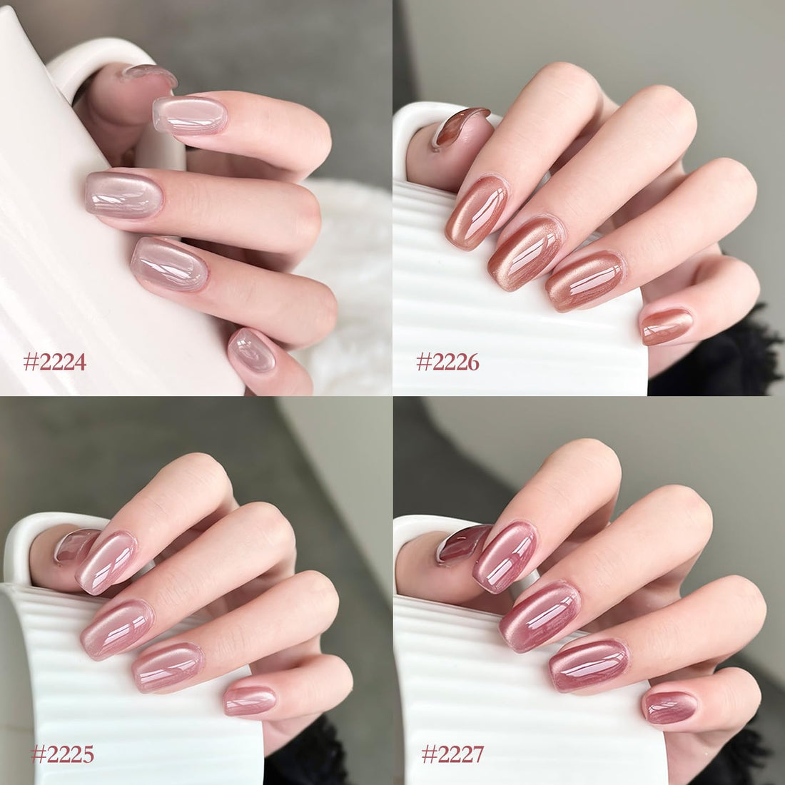 GAOY Jelly Pink Silver Cat Eye Gel Nail Polish Set with Magnet for Holographic Glitter Cat Eye, Salon Gel Manicure and Nail Art DIY at Home