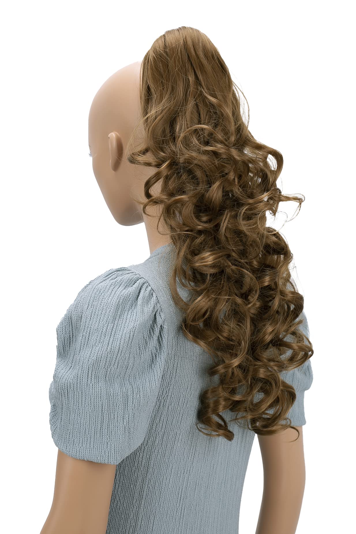 22 & 140g Hair Piece Pony Tail Extension (MEDIUM BROWN BRUNETTE DARK BLONDE) Long & Voluminous Curled Wavy Heat-Resisting Like Real Human Hair