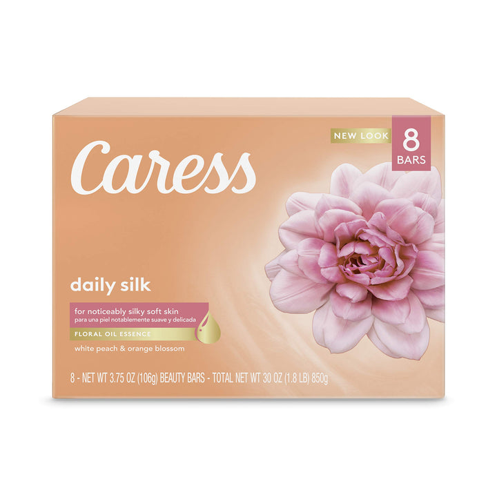 Caress Moisturizing Beauty Bar, Daily Silk, 4.25 oz, 8 ct