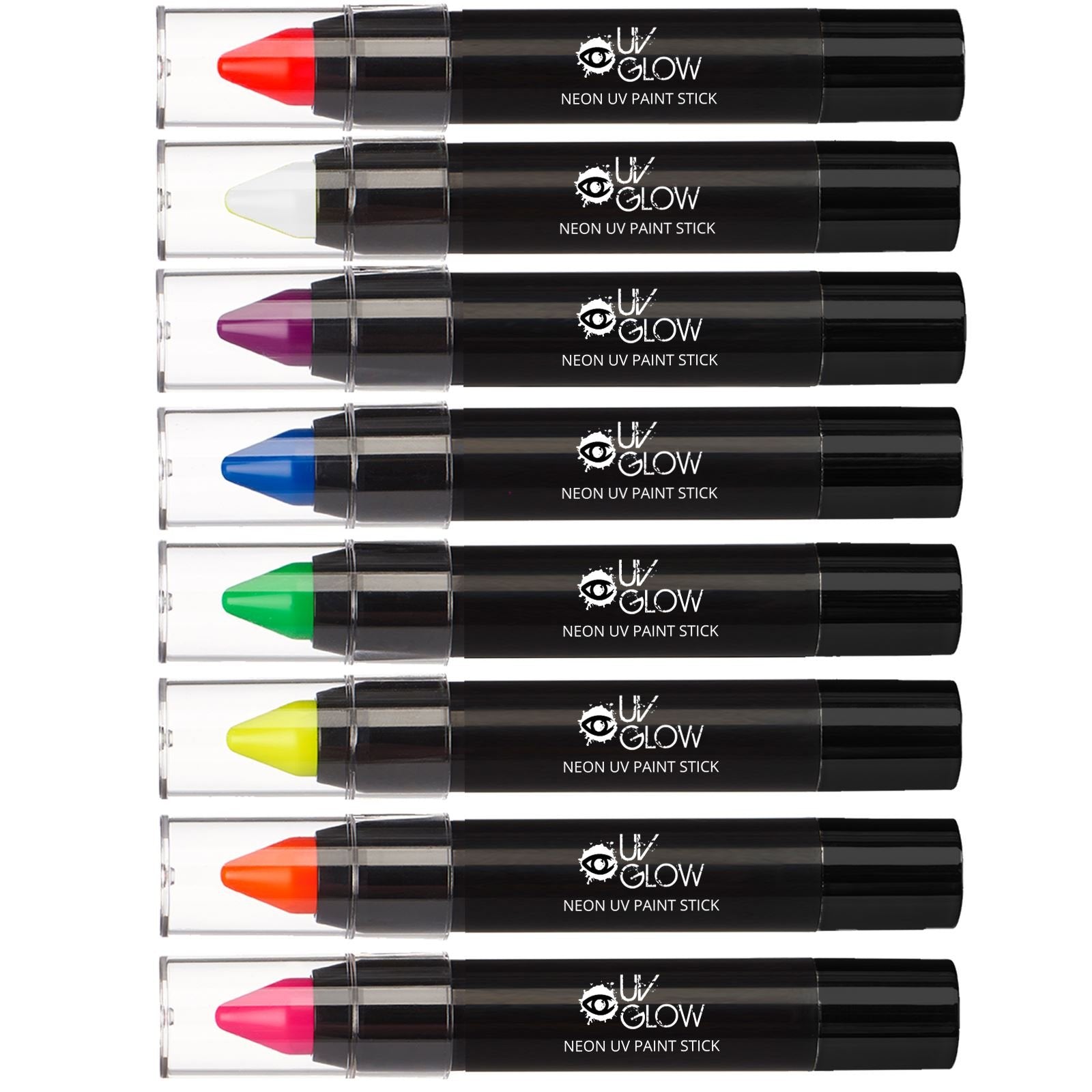 Uv Glow-Neon Uv Paint Stick/Face & Body Crayon Set Of 8 Colours. And Product Glows Brightly Under Light