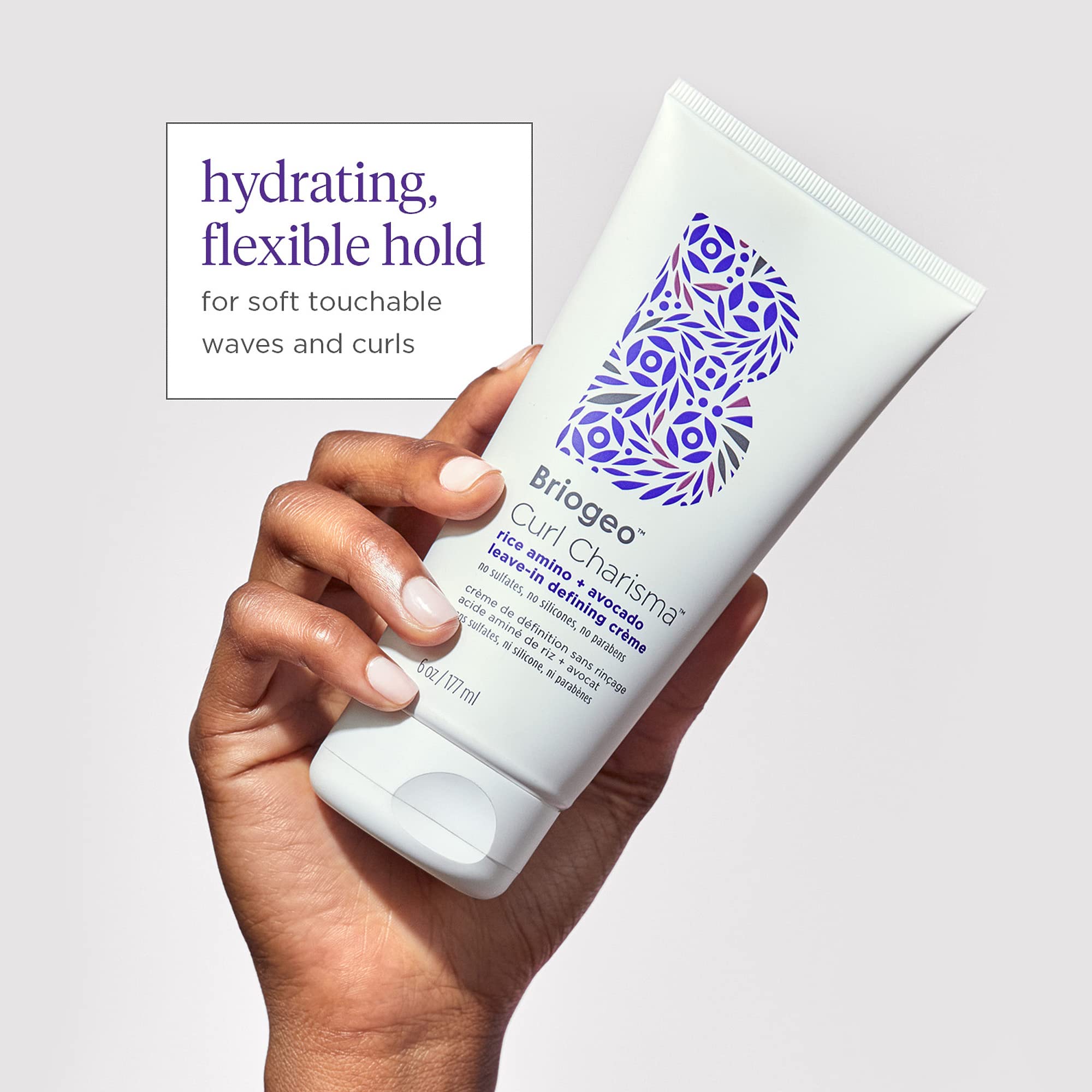 Briogeo Curl Charisma Rice Amino + Avocado Leave-In Defining Crème, Anti Frizz Hair Styling Moisturizer, Leave In Cream for Wavy, Curly, Coily Hair, Boosts Hydration, Vegan, Cruelty-Free, 6 fl oz