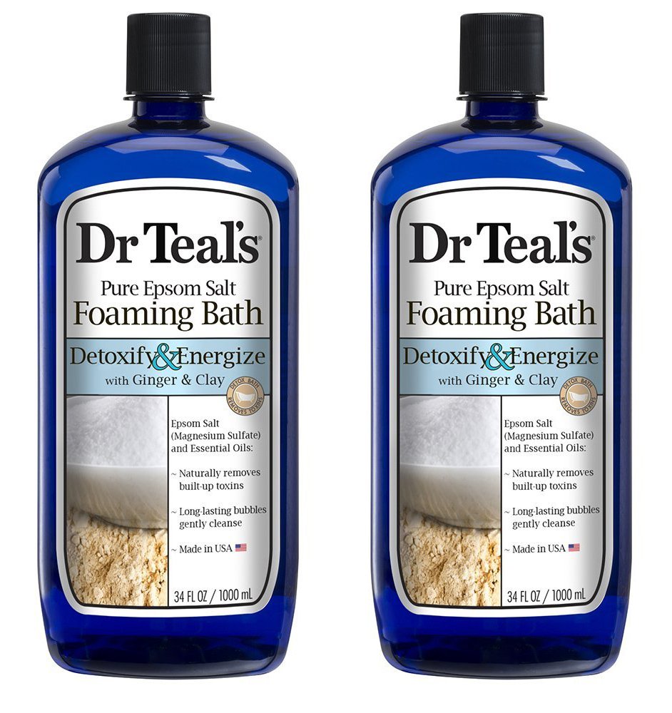 Dr Teal Detox Ginger & Clay Foaming, Bath 34 FL OZ, 2 Pack (Total 68 FL OZ)