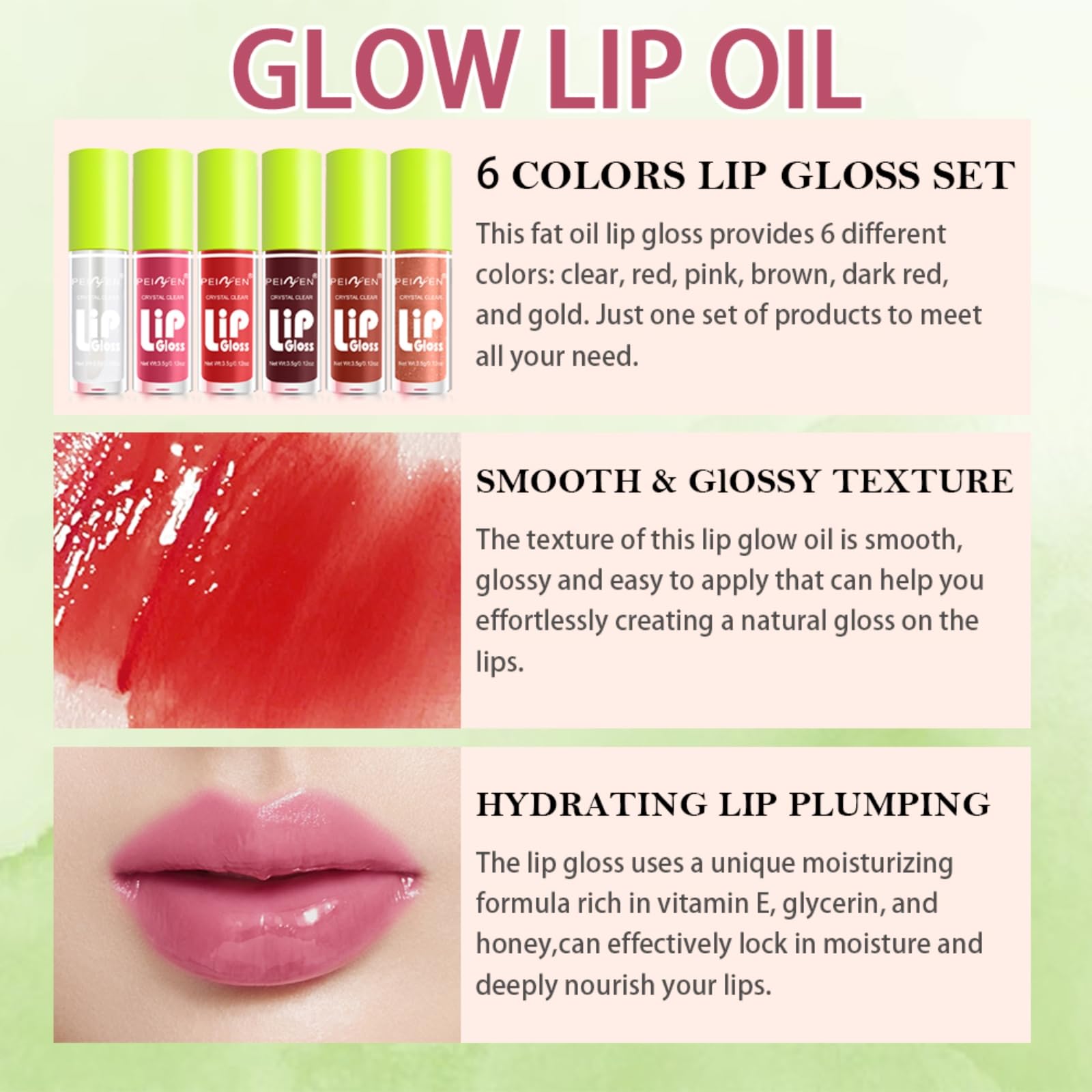 ZAMANIYA 6 Colors Lip Gloss Set,Mini Fat Oil Lip Drip,High Shine Plumping Lip Oil and Clear Lip Gloss,Long Lasting Moisturizing Non-Sticky Lip Glaze,Soft and Smooth Lip Gloss Pack.