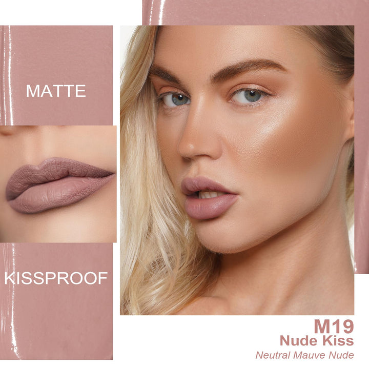 Oulac Matte Liquid Pink Lipstick for Women, Pink Nude Long Lasting Lipstick, Waterproof Lip Stain, No Transfer, Creamy High Pigmented Formula with Vitamin E, Vegan & Cruelty-Free M19