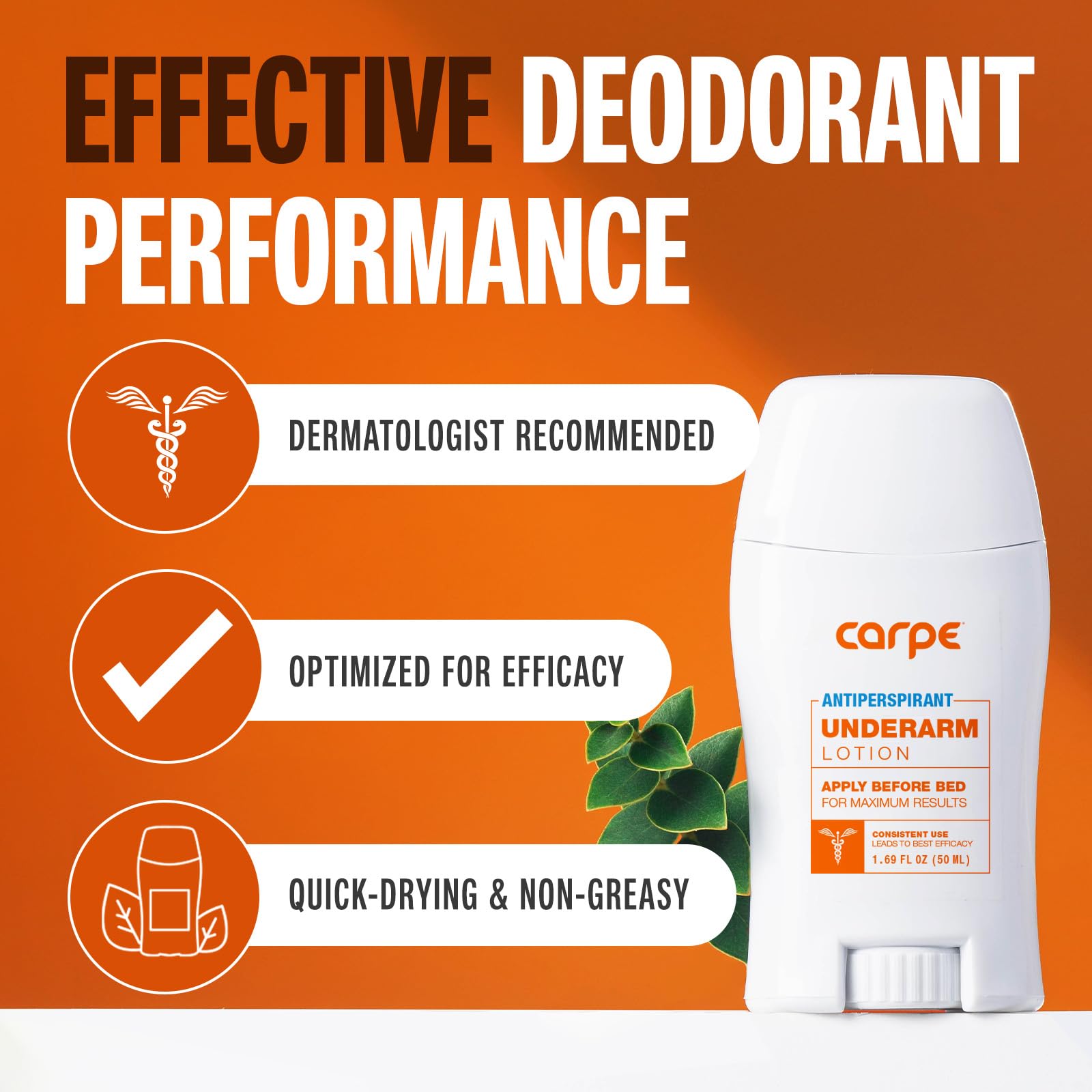 Carpe Underarm Antiperspirant and Deodorant, Clinical strength with all-natural eucalyptus scent, Manage hyperhidrosis and combat excessive sweating without irritation, Stay fresh and dry all day long