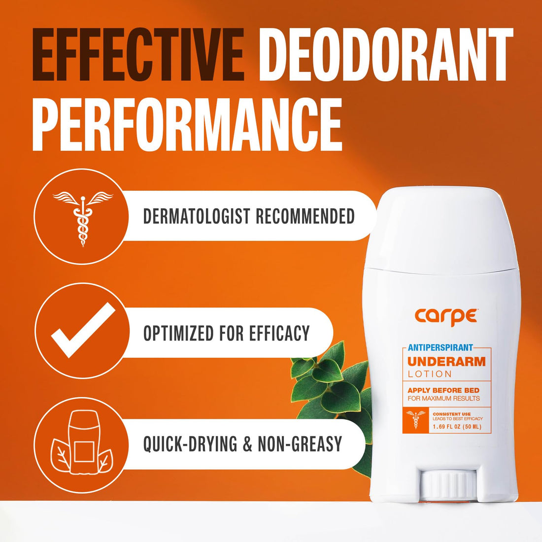 Carpe Underarm Antiperspirant and Deodorant, Clinical strength with all-natural eucalyptus scent, Manage hyperhidrosis and combat excessive sweating without irritation, Stay fresh and dry all day long