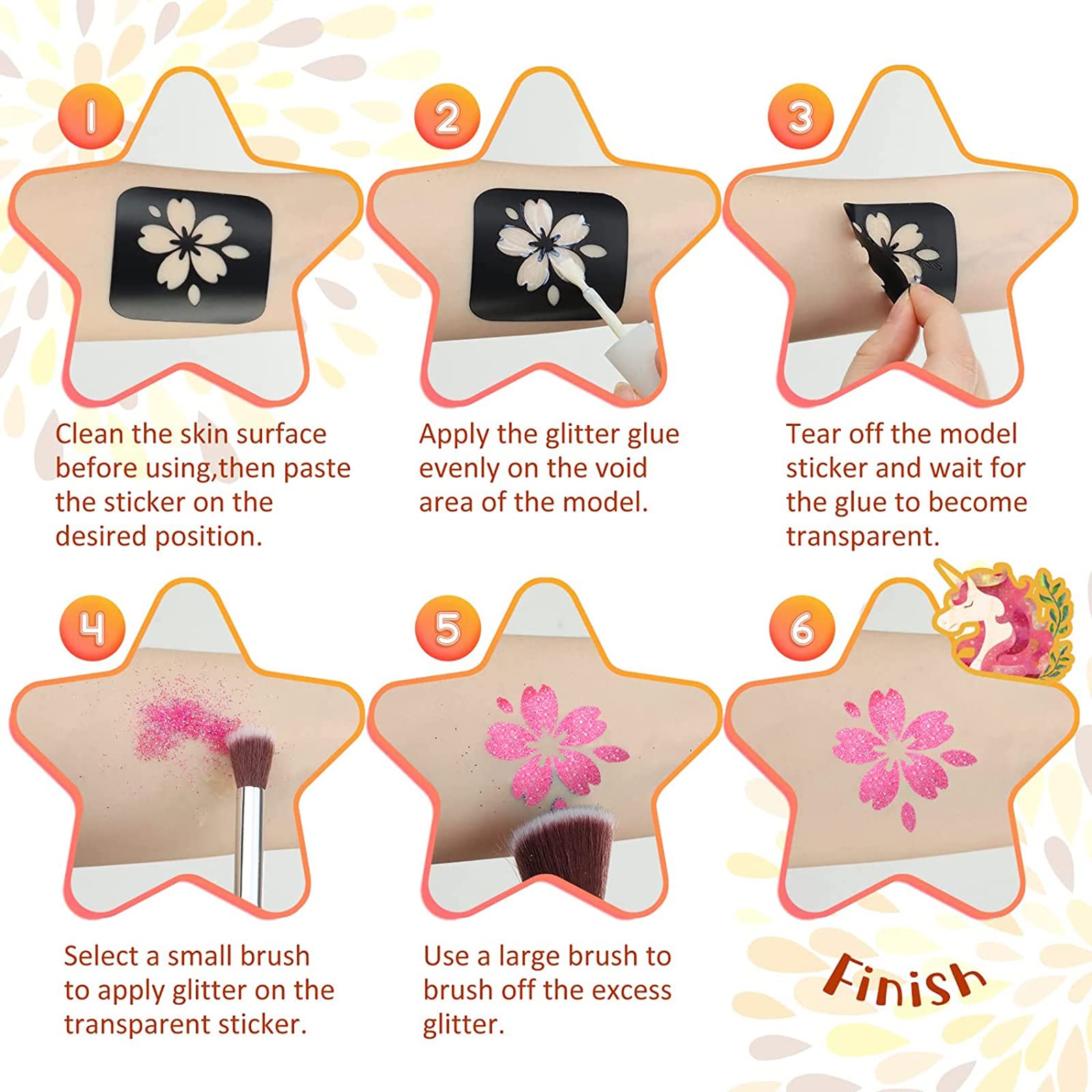 Temporary Tattoo Glue - Yomagine 8ml Glitter Glue Brush Bottle, Water Soluble Body Painting Glue, Ideal for Halloween, Carnival, Birthday Party, Theme Party, Costume Events & Makeup Artists (3 Pcs)