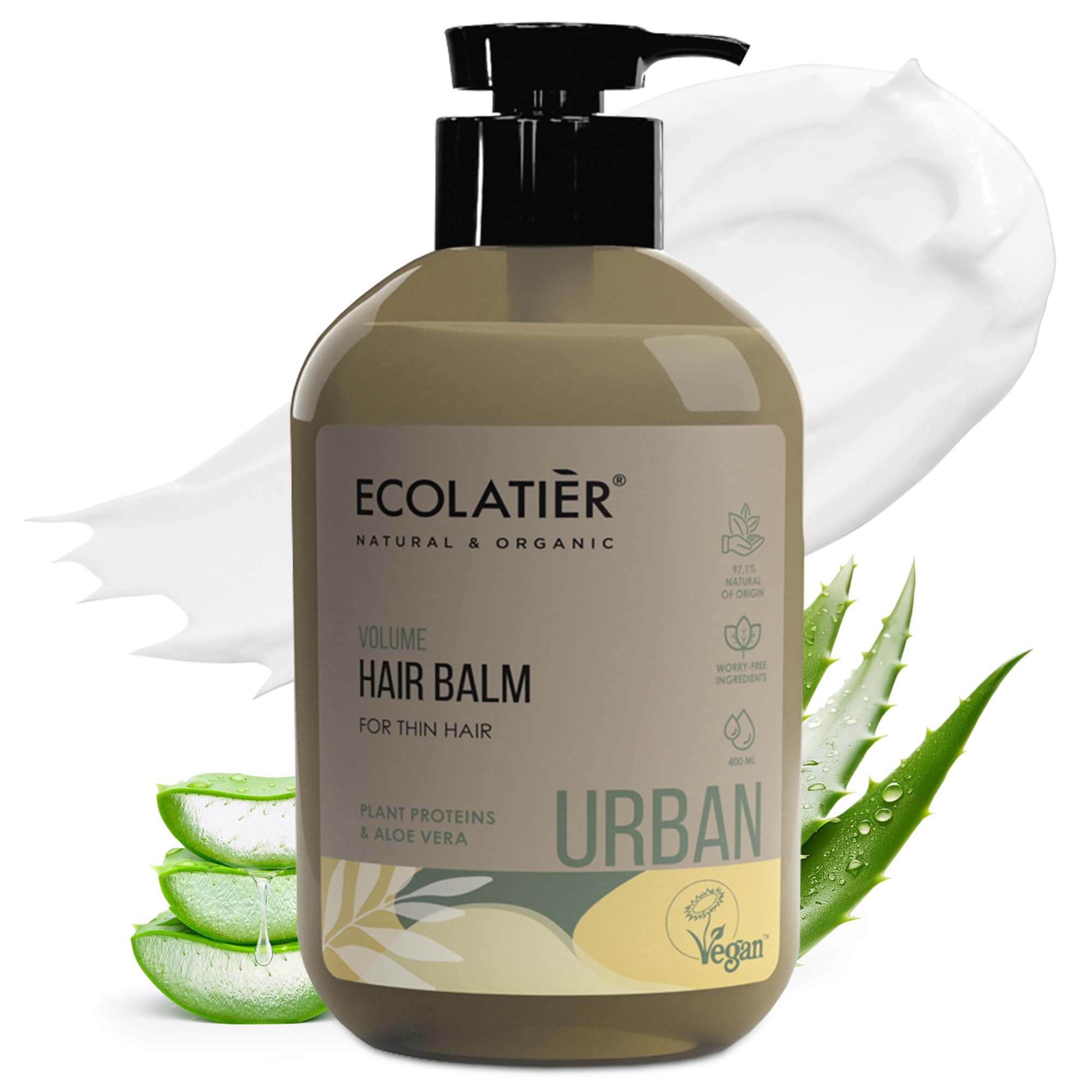 ECOLATIÈR Volume Boosting Hair Balm for Thin Hair - Volumizing Deep Conditioner, Vegan and Sulfate-Free, Hair Treatment for Men & Women, Adds Body and Shine, 98.6% Natural Ingredients, 13.5 Fl Oz