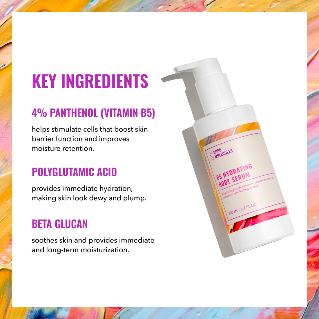 Good Molecules B5 Hydrating Body Serum - Moisturizing Serum with B5 Panthenol, Polyglutamic Acid, and Beta Glucan - Anti-aging Skincare for Body