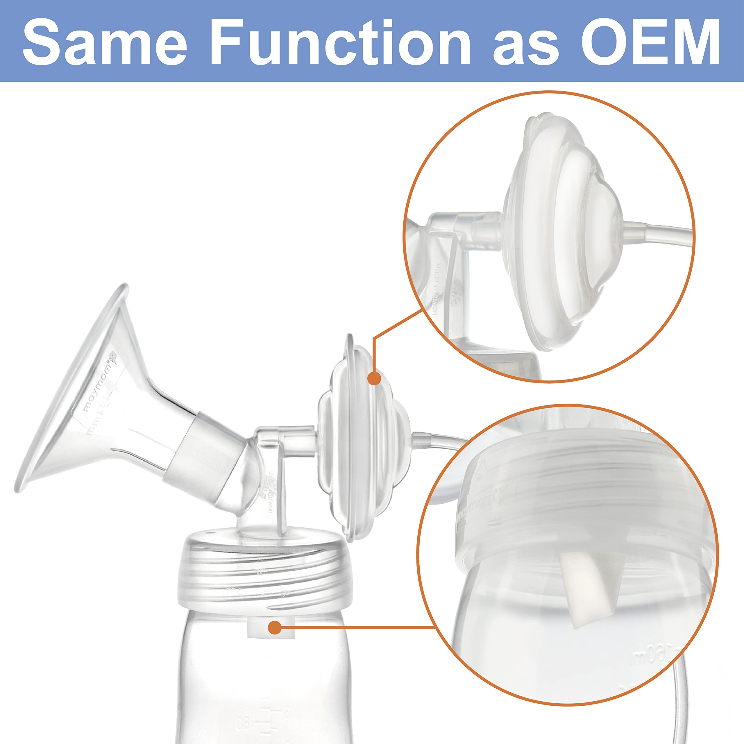 Maymom Two-Piece Wide Neck Pump Parts for Spectra S1/S2 Pumps; Incl Wide Mouth Flanges; Not Original Spectra Flange (15 mm Two Flanges)