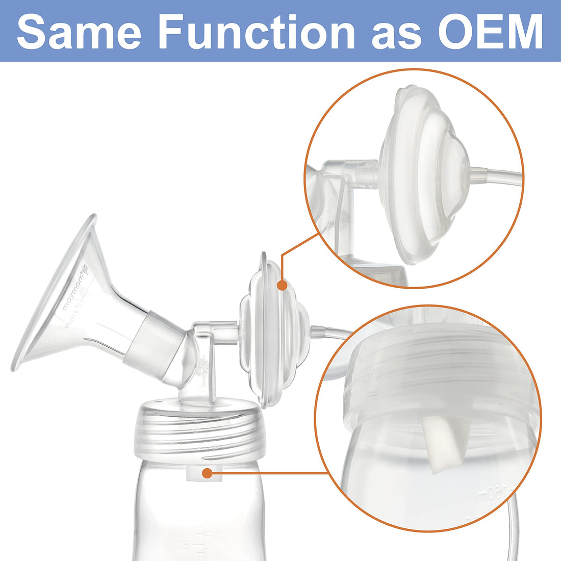 Maymom Two-Piece Wide Neck Pump Parts for Spectra S1/S2 Pumps; Incl Wide Mouth Flanges; Not Original Spectra Flange (15 mm Two Flanges)