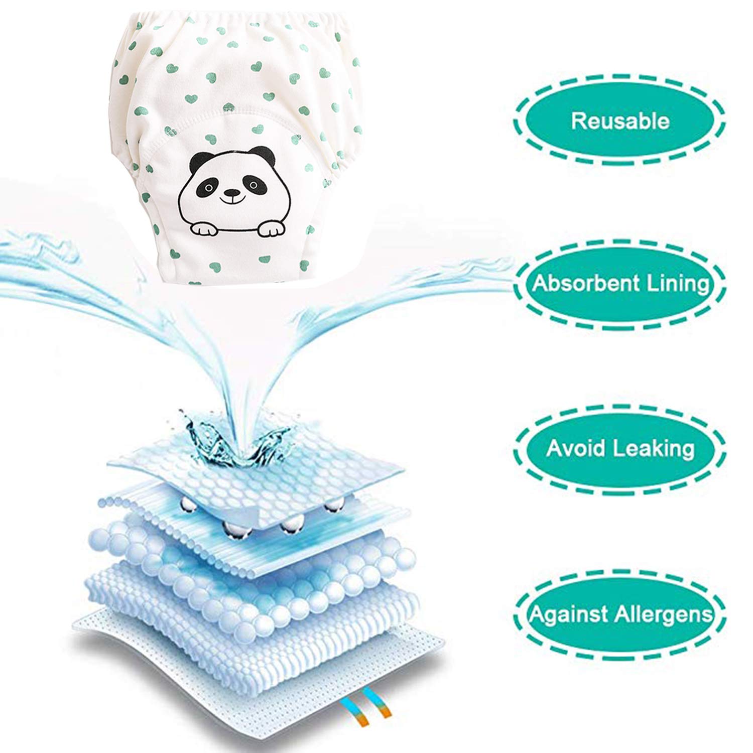 6 Pack Potty Training Pants for Boys Girls, Learning Designs Training Underwear Pants(4T-5.5T)