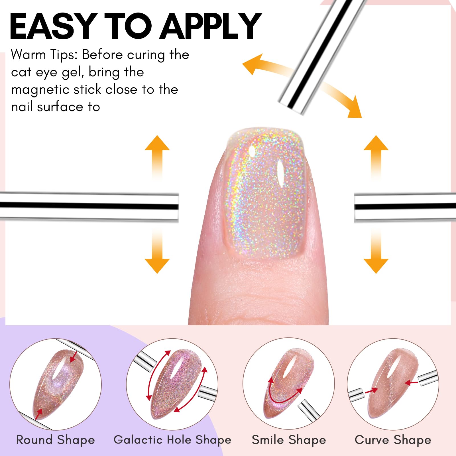 Makartt Rainbow Cat Eye Gel Nail Polish: Glitter Universal 9D Holographic Sparkly Soak Off Gel UV/LED Manicure with Magnet Stick for Nail Art Designs 10ml
