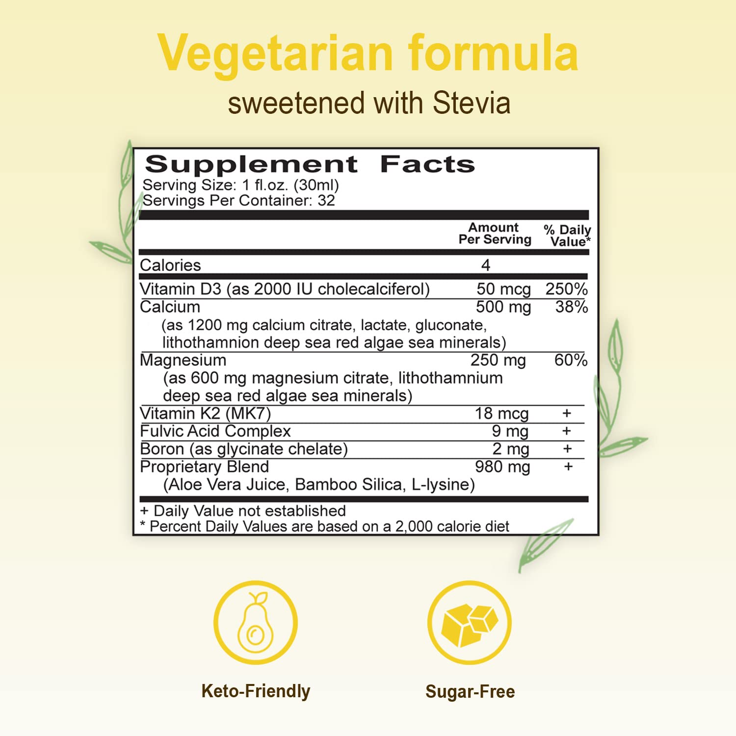 Vital Earth Minerals Cal-Mag Liquid – Calcium Magnesium Supplement with Vitamin D3, K2, Boron, and Fulvic Acid for Faster Absorption, 32 Oz + 1 Oz Cup