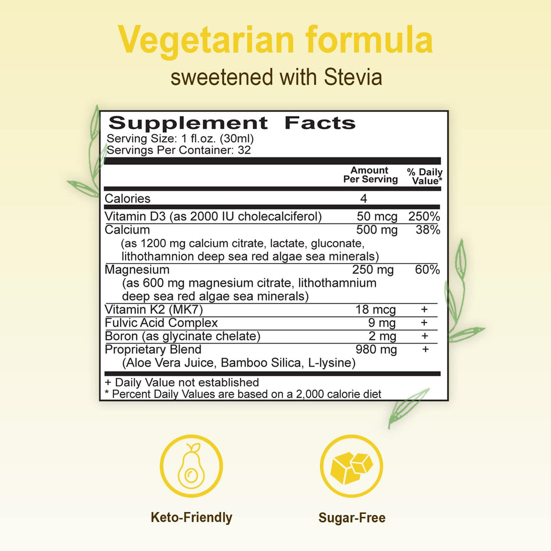 Vital Earth Minerals Cal-Mag Liquid – Calcium Magnesium Supplement with Vitamin D3, K2, Boron, and Fulvic Acid for Faster Absorption, 32 Oz + 1 Oz Cup