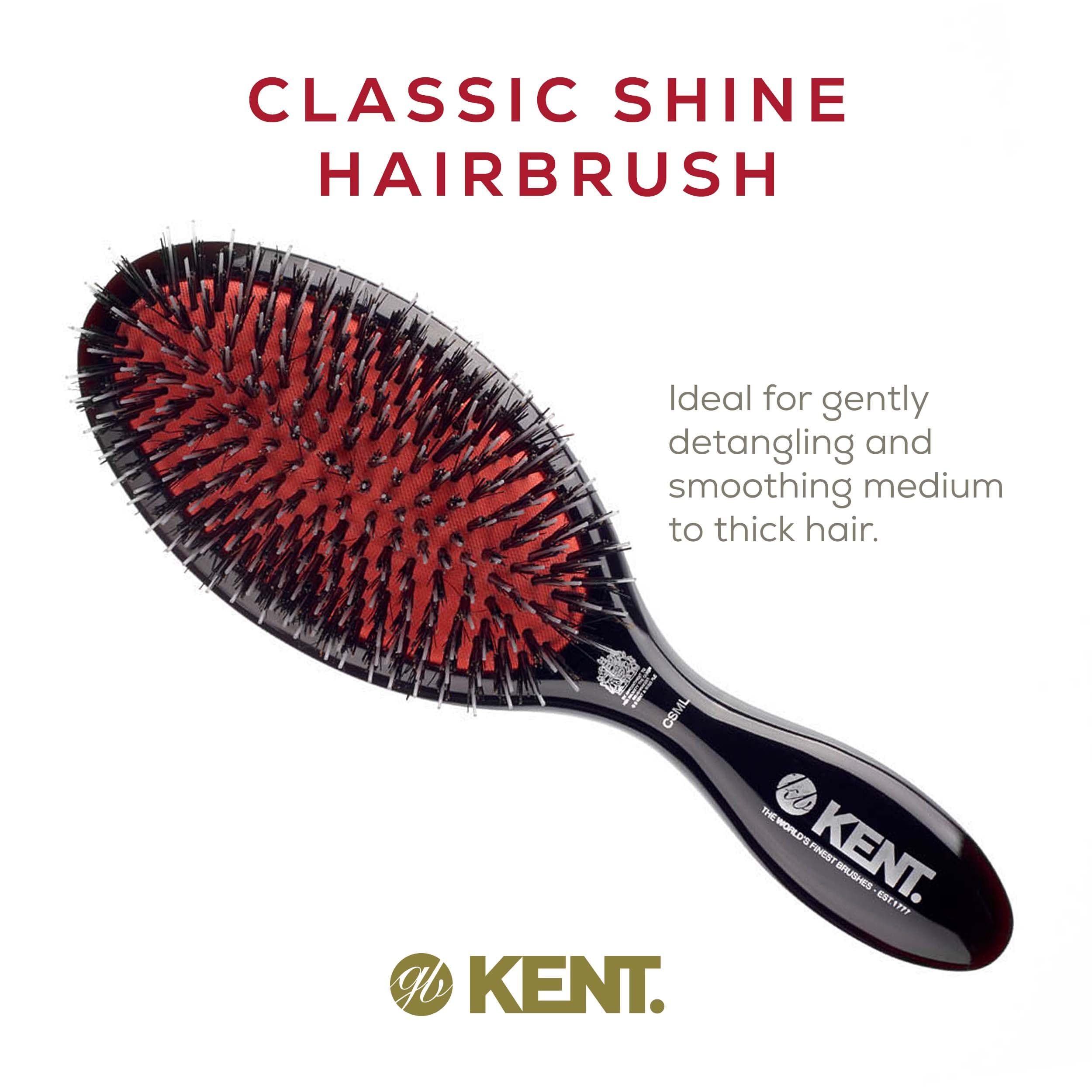 Kent Midnight Ruby Finish Blended Nylon & Pure Bristle Handbag Brush, Black