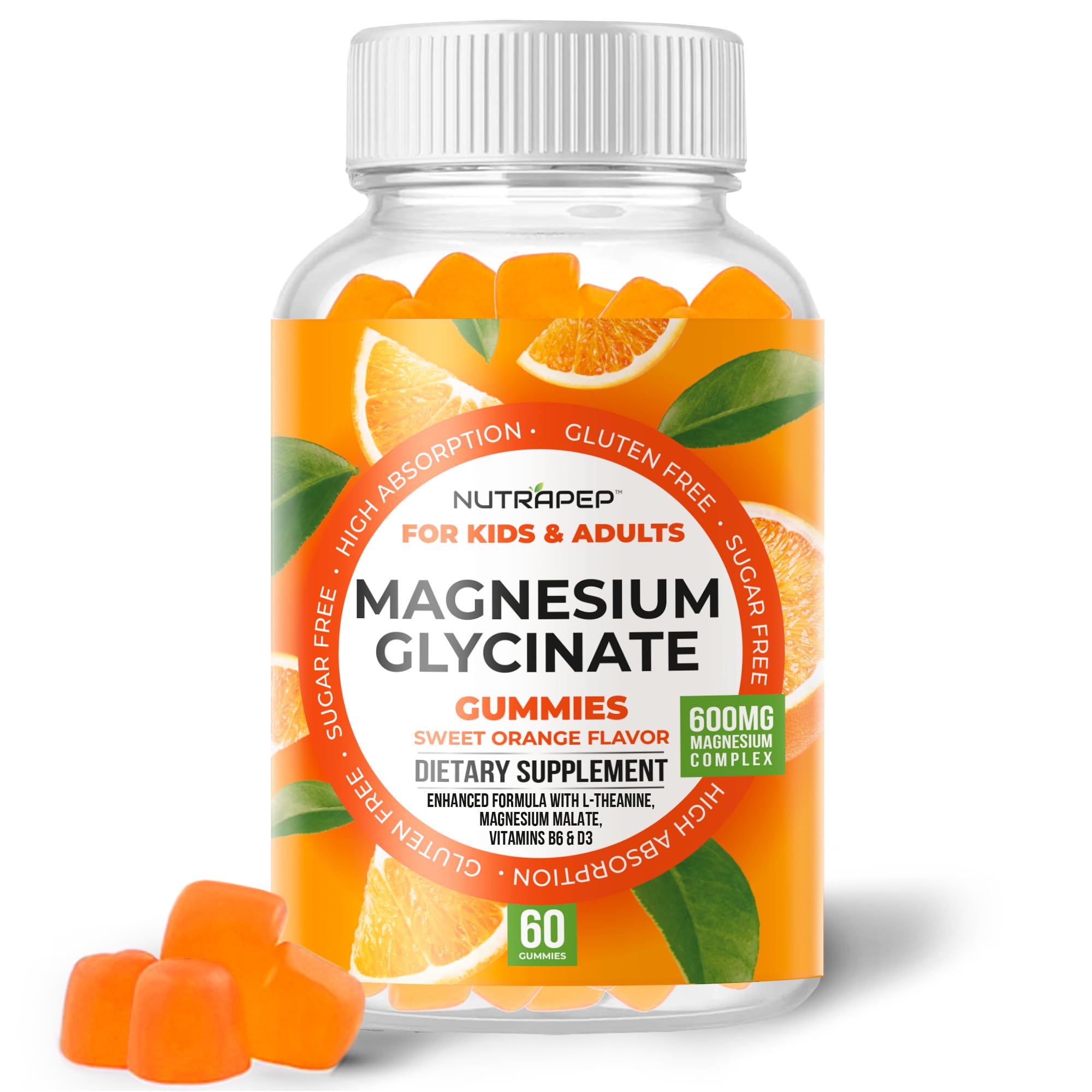 Magnesium Glycinate Gummies for Kids & Adults Women & Men - Sugar Free Gluten Free Non-GMO Vegan Chewable Supplement