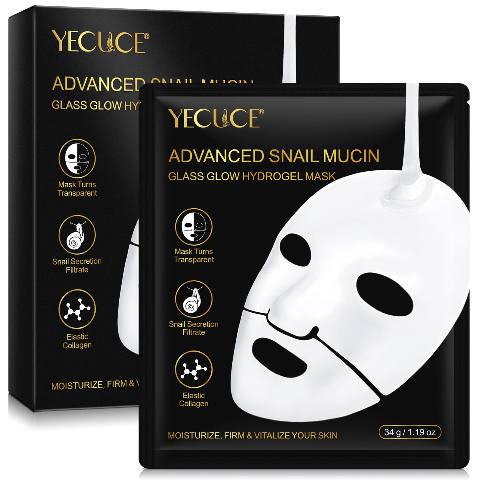 AFITMOE Snail Mucin Sheet Mask 6 pcs with Snail Mucin Serum, Self Care, Hydrating & Smoothing, Moisturizing & Nourishing for All Skin Types, Collagen Face Mask, Travel Essentials