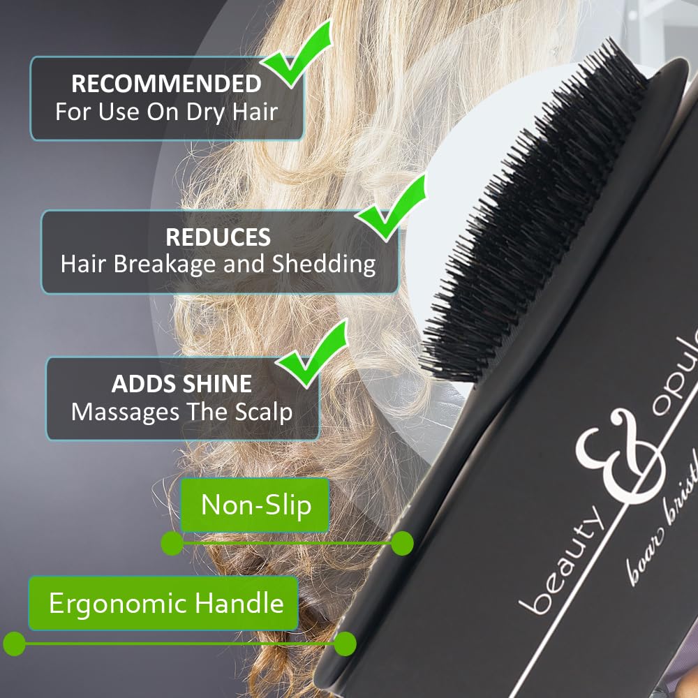 Remy Soft Beauty & Opulence Boar Bristle Brush Safe For Hair Extensions, Weaves And Wigs