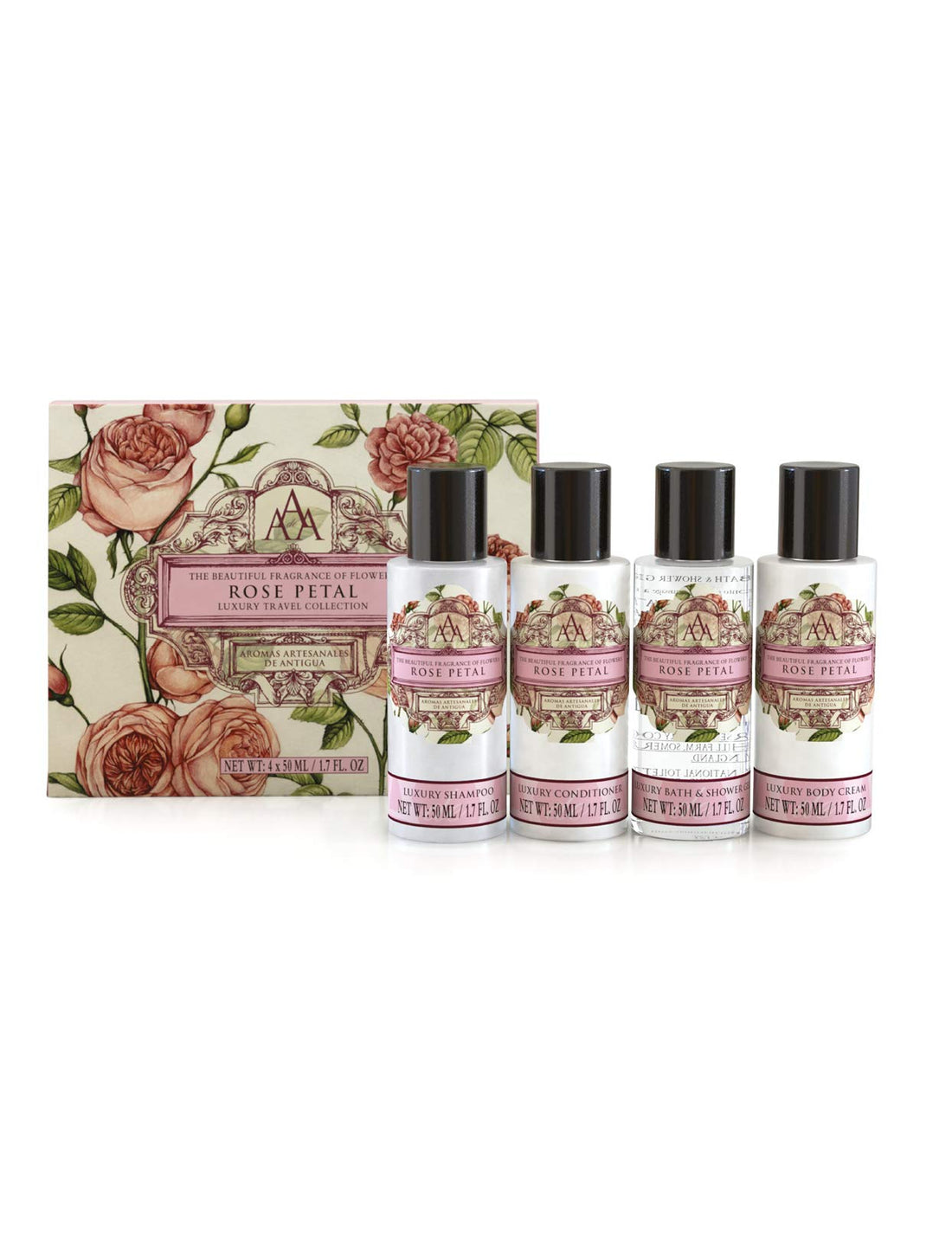 AAA Floral - 4 x 50 ml - Travel & Gift Collection (Shower Gel, Body Lotion, Shampoo & Conditioner) - (White Jasmine) - TSA/Airport Security Approved Size
