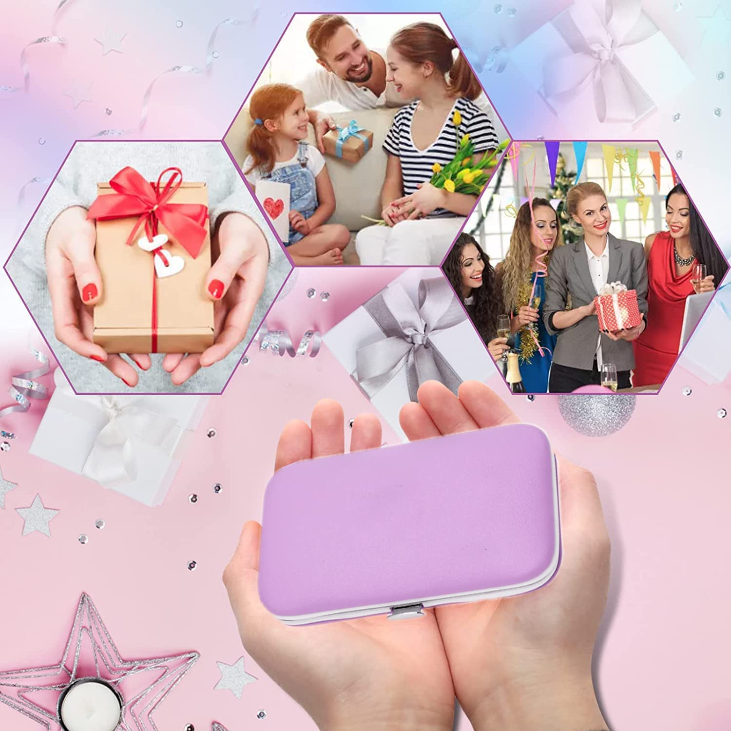 Manicure Set Women Nail Clipper Set Grooming Kit Pedicure Kit Finger Nail Clippers Grooming Kit Nail Tools Gift with Travel Case For Women Girls Friends Parents Gifts