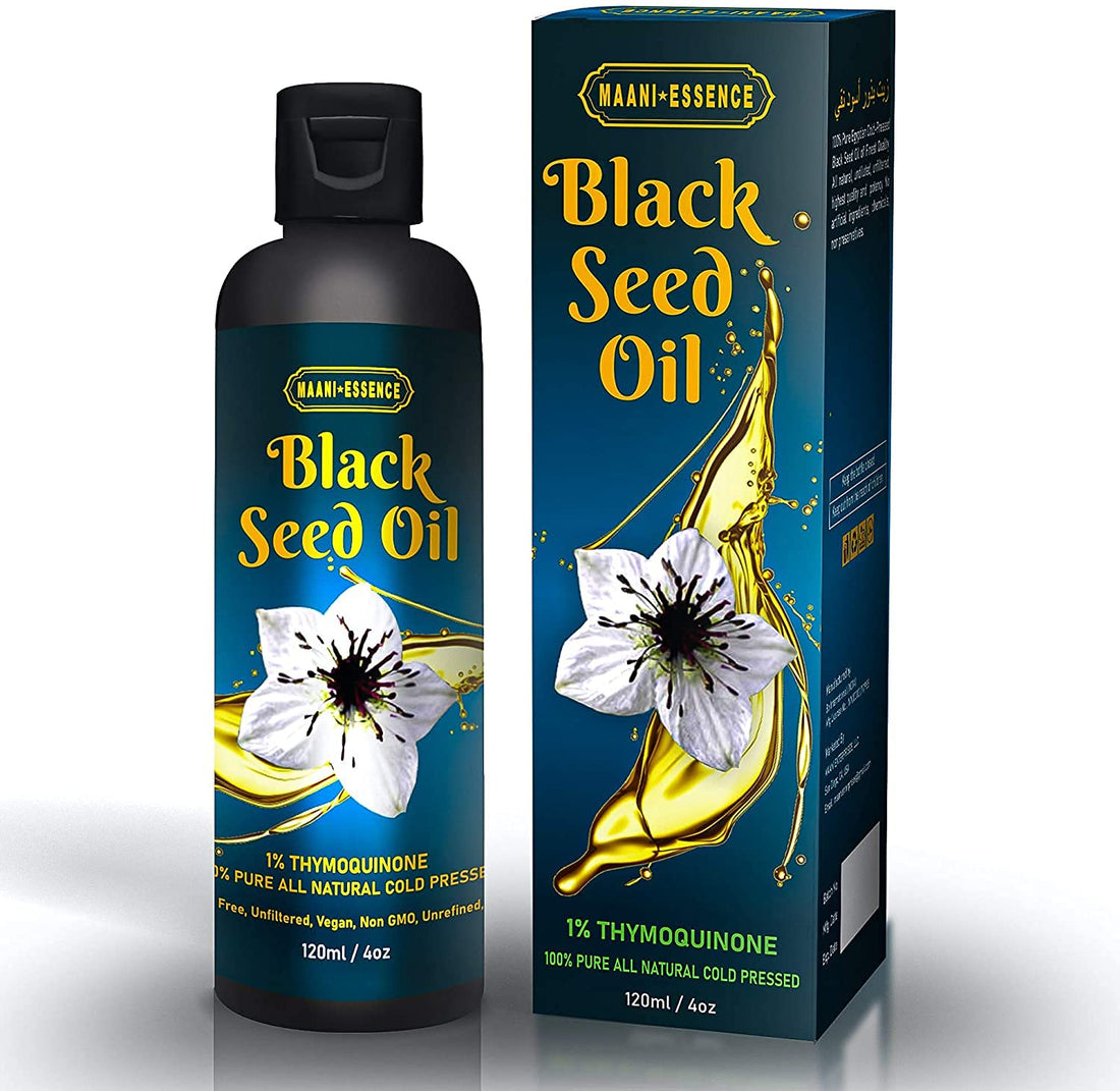 Maani ETHIOPIA'S FINEST Black Seed Oil 100% Pure Cold Pressed Ethiopian Premium Seeds Cumin All Natural Nigella Sativa Kalonji Herbal Edible Blackseed 2.79% Thymoquinone TQ (4oz / 120ml)