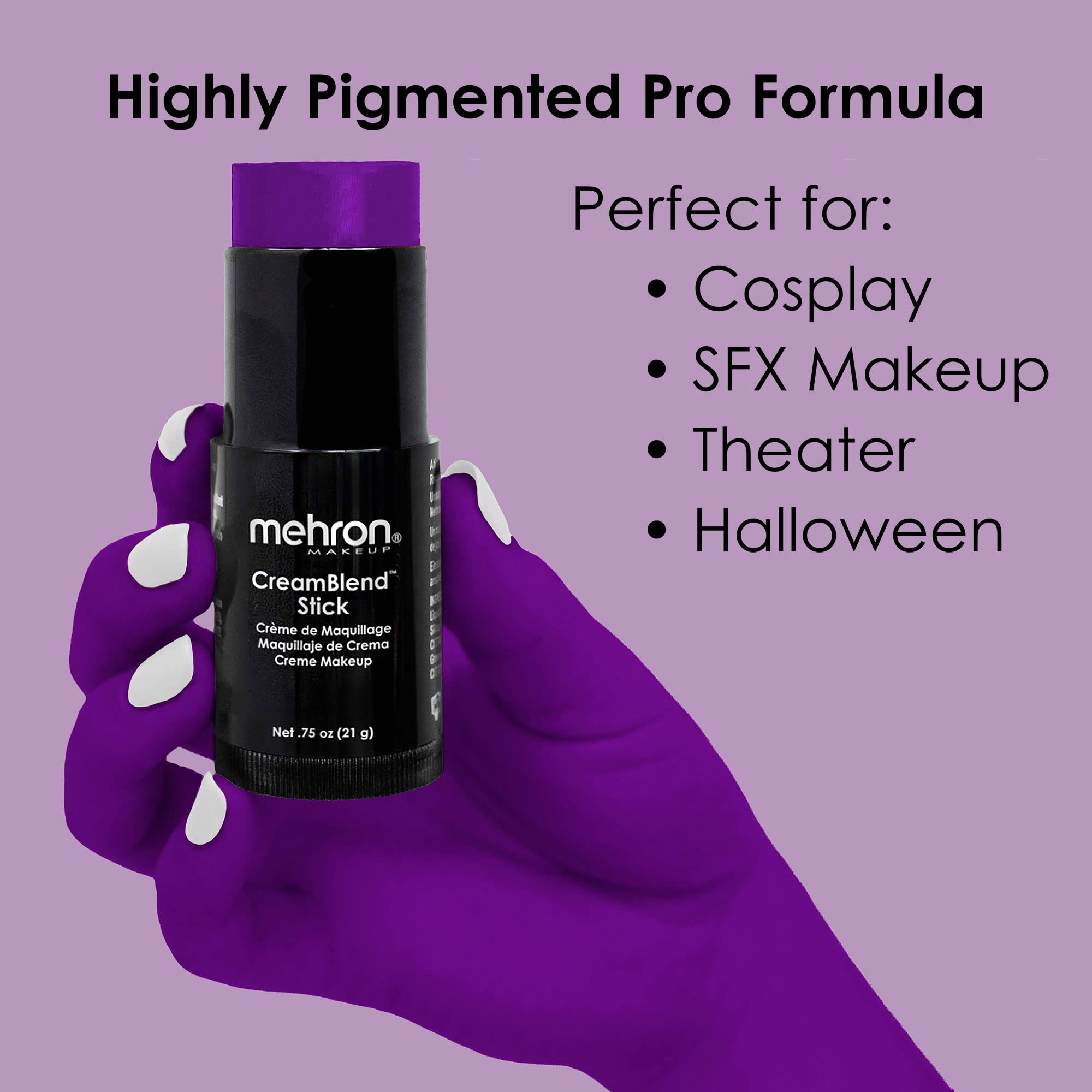 Mehron Makeup CreamBlend Stick, PURPLE - .75oz