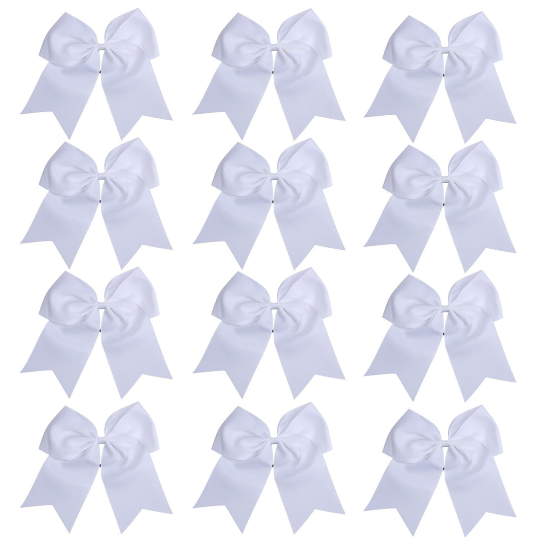 8 Inch Cheerleader Bows Ponytail Holder Cheerleading Bows Hair Tie(White)
