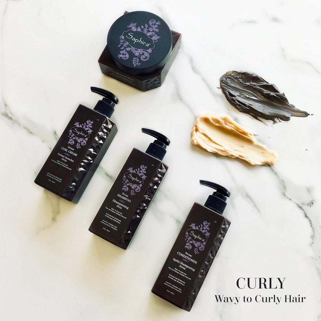 Saphira Keratin Treatment Moisturizing Curl Cream For Wavy To Curly Hair Enriched With 26 Dead Sea Minerals, 8.5 Oz / 250 Ml