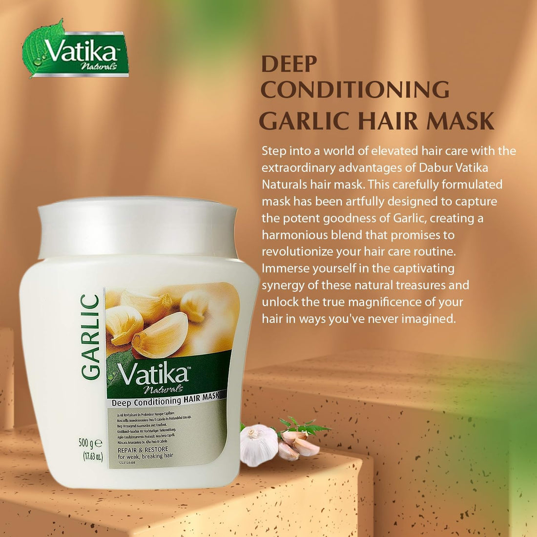 Dabur Vatika Naturals Garlic Hair Mask Conditioning Cream, 500 Gram