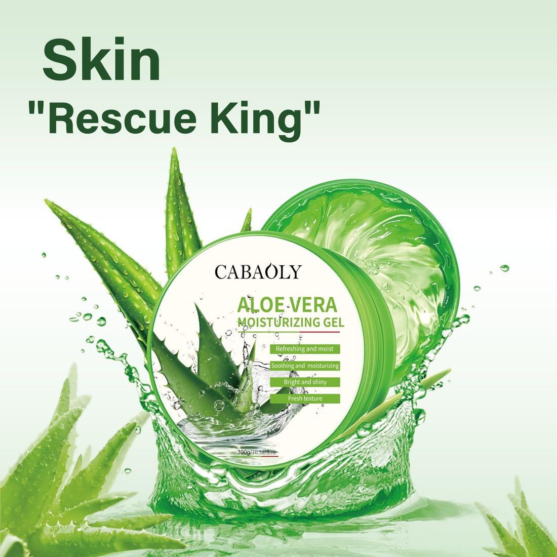 CABAOLY-Organic Natural Pure Aloe Vera Gel Face, Non-Sticky Aloe Vera Gel That Naturally Moisturizes and Relieves Sunburn and Deeply Moisturizes