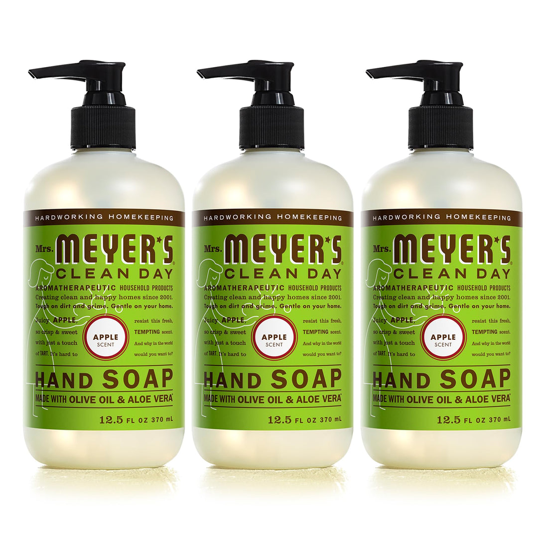 Mrs. Meyer's Liquid hand soap, Apple, 12.5 Fluid Ounce (Pack of 3)