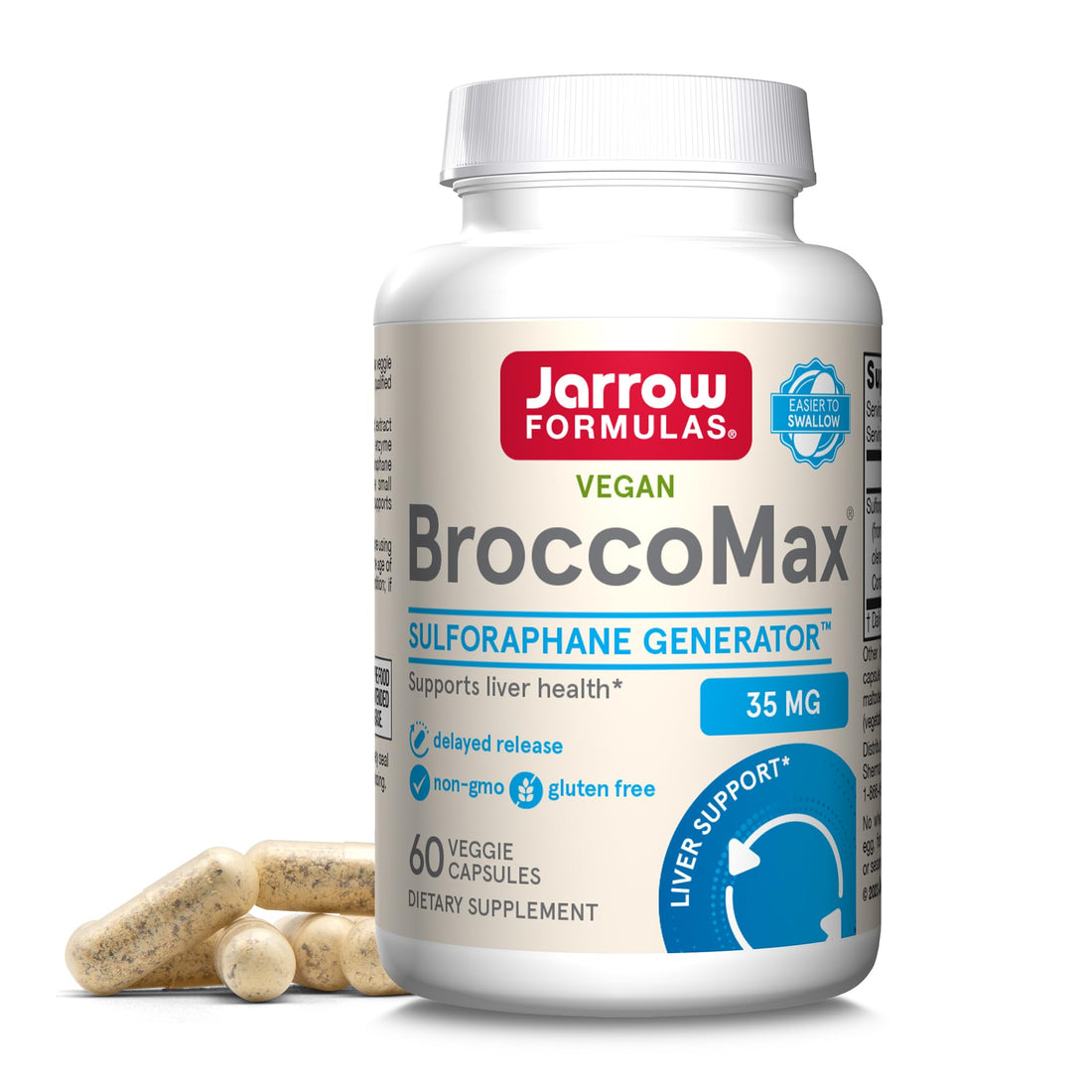 Jarrow Formulas BroccoMax Sulforaphane Generator 35mg w/Sulforaphane Glucosinolate & Myrosinase, Dietary Supplement for Liver Health Support, 60 Delayed Release Veggie Caps, 30 Day Supply(Pack of 12)