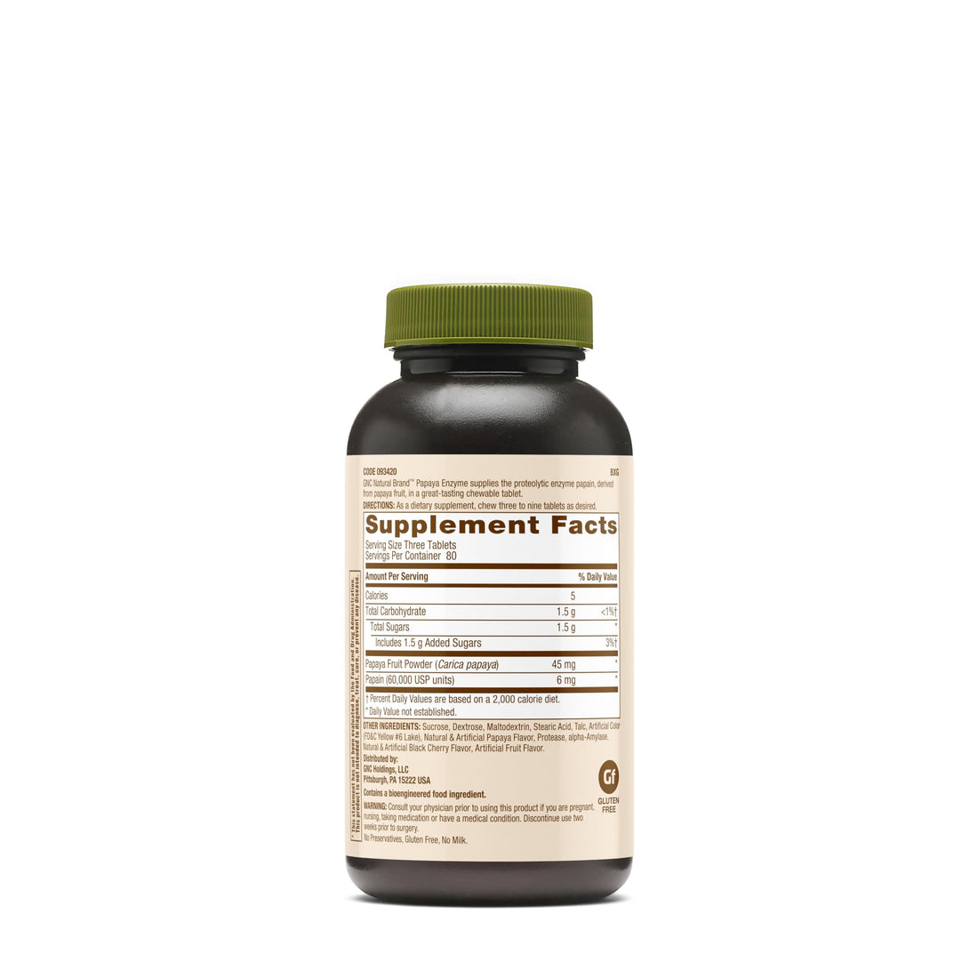 GNC Natural Brand Papaya Enzyme, 240 Tablets, Supports Healthy Digestive Function