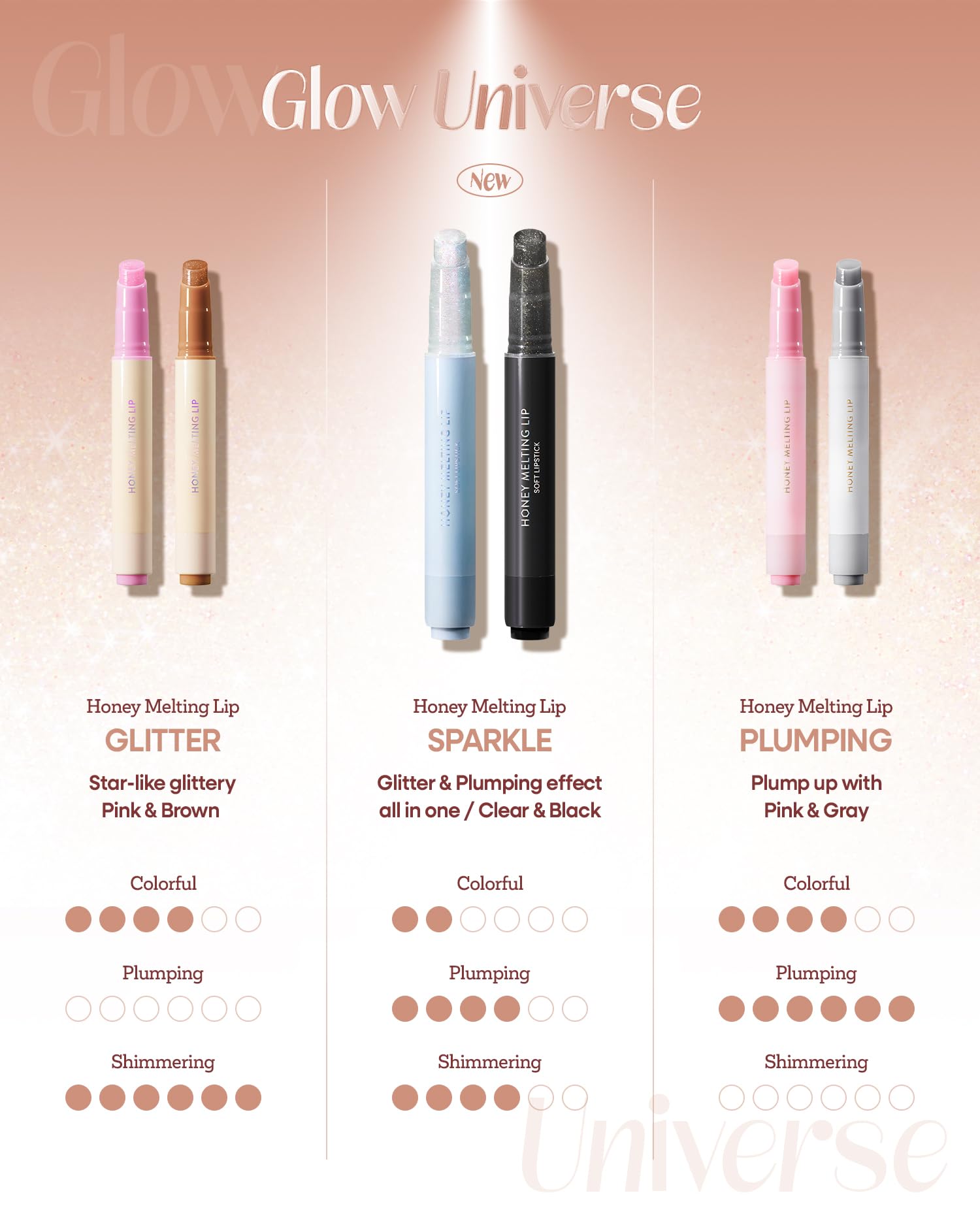 Nature Republic HONEY MELTING LIP GLITTER & PLUMPING (16 MIDNIGHT SPARKLE) SOFT LIP STICK Moisturizing Gloss, Volumizing formula, Color changing Sheer tint, Shine Glimmer Finish, korean make up