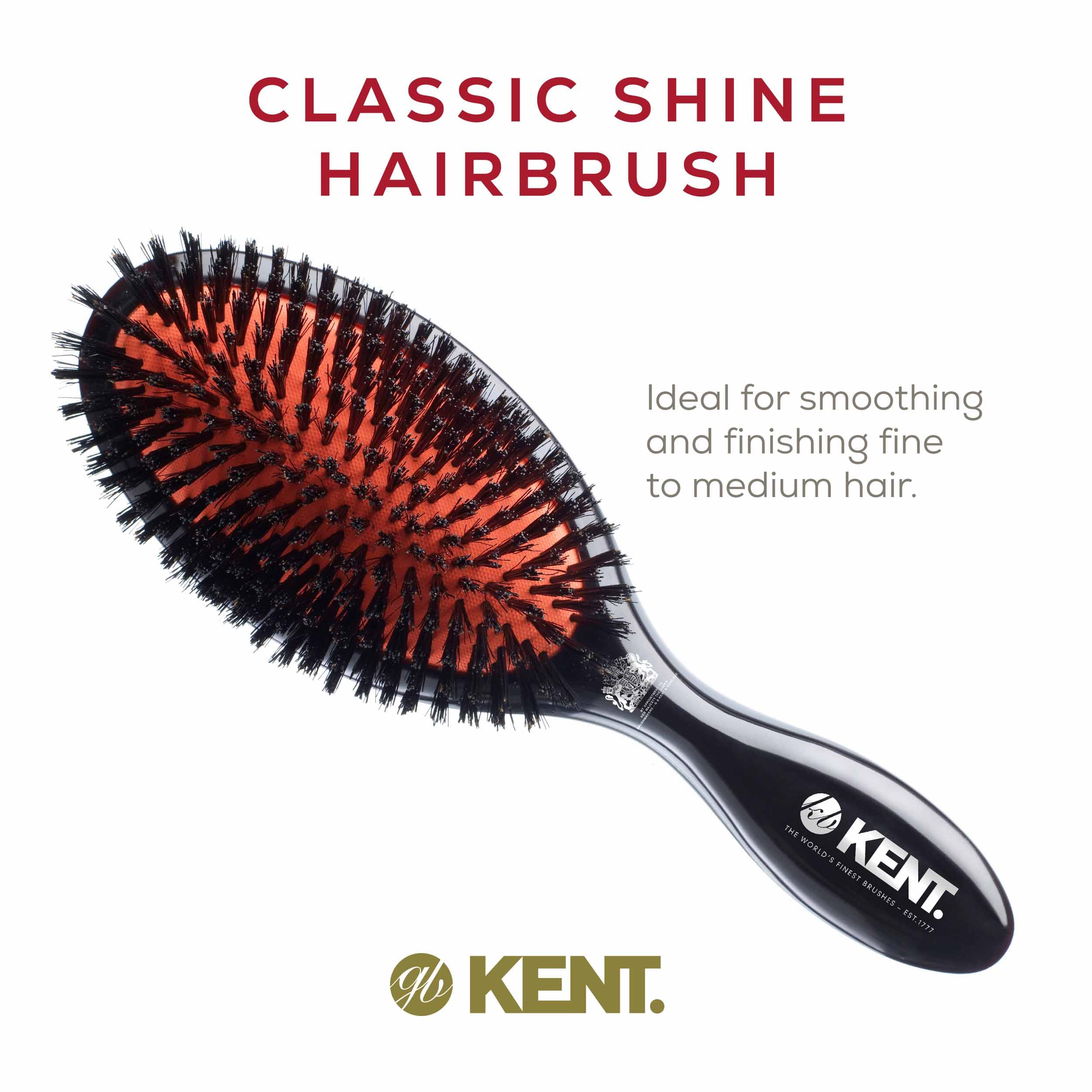 Kent Midnight Ruby Finish Pure Brislte Handbag Brush, Black