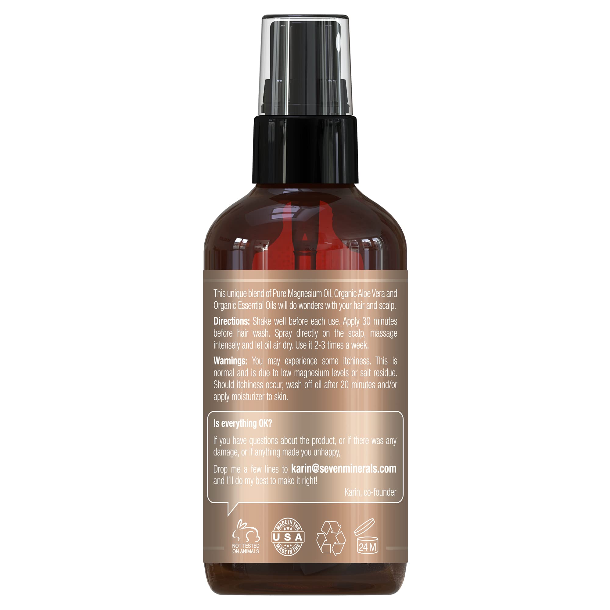 Seven Minerals Anti-hair Loss Magnesium Spray for Men and Women, 4 Oz