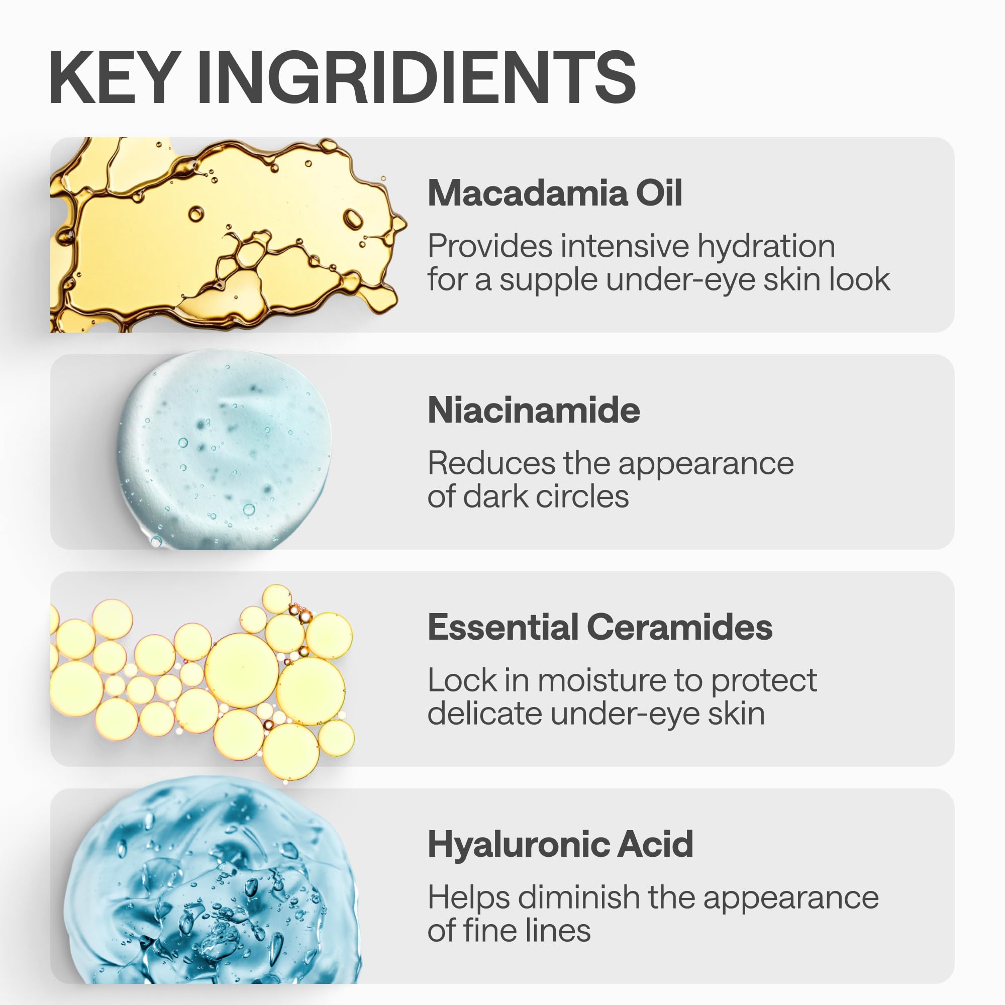 Caffeine Under Eye Cream for Puffiness and Bags Under Eyes - Roller for Puffy Eyes and Dark Circles Under Eye Treatment for Women, Men - Hyaluronic Acid and Niacinamide Serum - Face Puffiness Reducer