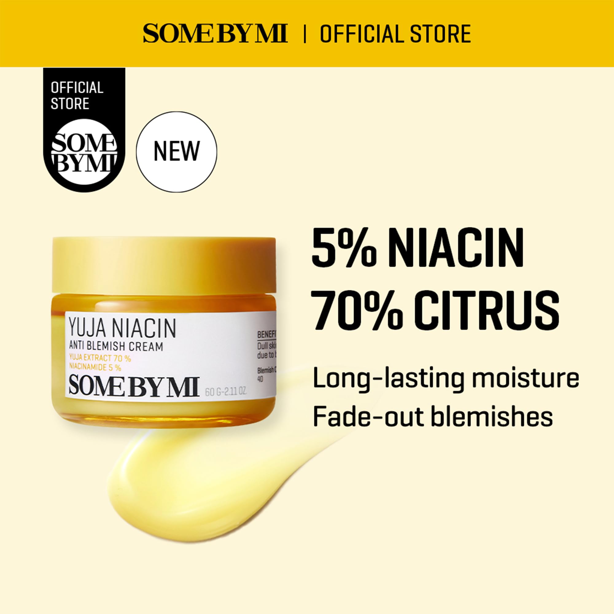 SOME BY MI Yuja Niacin Anti Blemish Cream - 2.02Oz, 60ml - Daily Face Moisturizer Made from 5% Niacinamide - Advanced Skin Brightening and Pigmentation Care for Dull-Looking Skin - Korean Skin Care