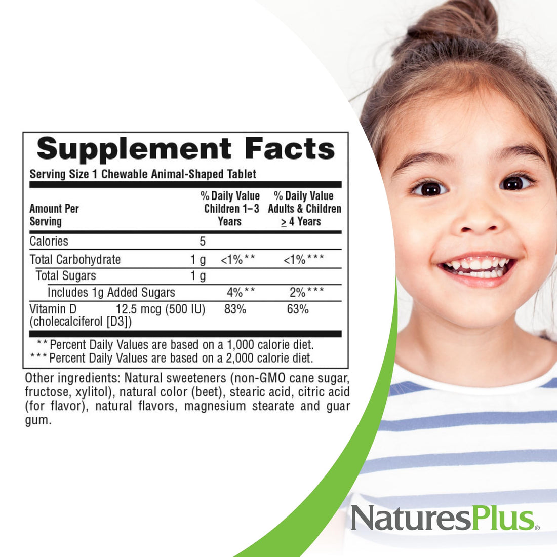 Natures Plus Animal Parade Vitamin D3 Children’s Chewables - Black Cherry Flavor - 90 Animal-Shaped Tablets, Pack of 2 - Gluten Free, Vegetarian, Hypoallergenic - 180 Total Servings