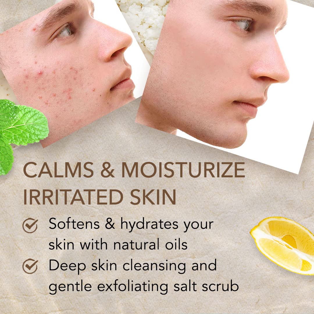 O Naturals Exfoliating Lemon Oil Dead Sea Salt Deep-Cleansing Face & Body Scrub. Anti-Cellulite Tones Helps Oily Skin, Acne, Ingrown Hairs & Dead Skin Remover. Essential Oils, Sweet Almond 18oz