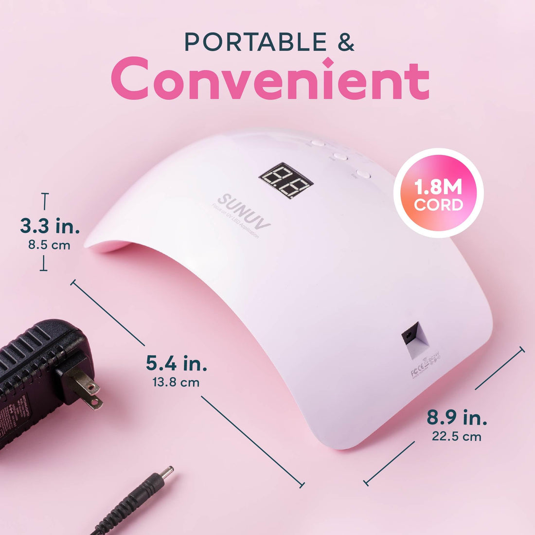 SUNUV SUN8 LED UV Nail Lamp Light Dryer for Gel Nails Builder Hard Gel Curing Portable Open Design with 3 Timers & LCD Display