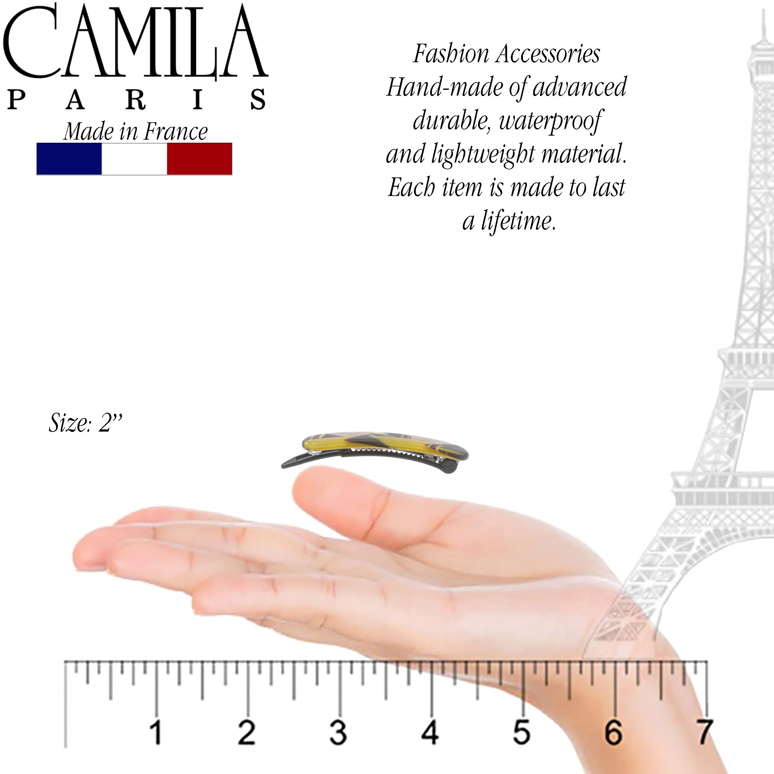 Camila Paris CP3378 French Hair Slides Clips for Women, Handmade, Girls Side Slide-in Barrette Clip, Hair Accessories for Women. Strong Hold No Slip Grip Fashion Durable and Styling, Made in France
