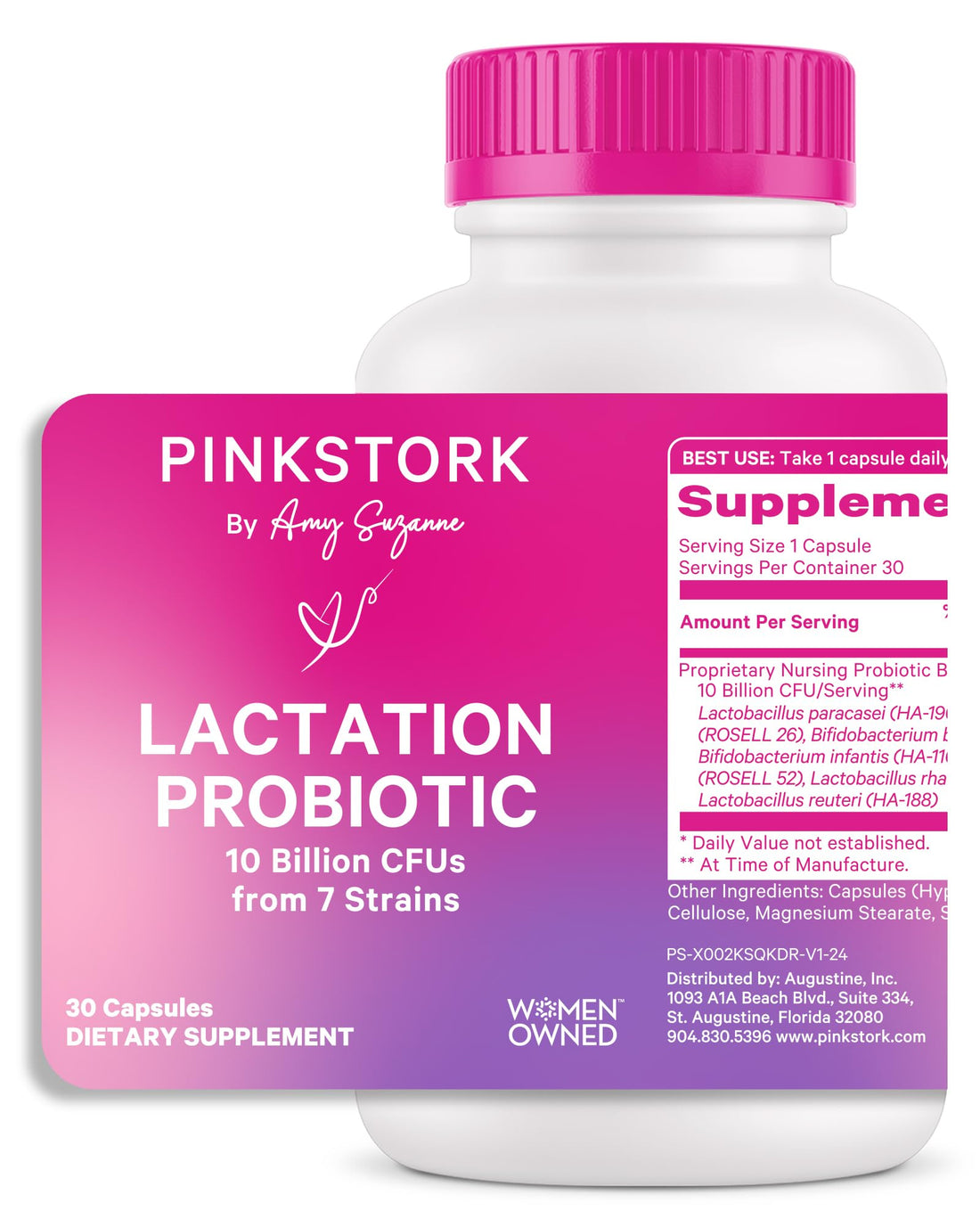 Pink Stork Lactation Probiotic - 10 Billion CFUs Multi Strain Postnatal Probiotics for Breastfeeding Women - Support Breast Milk & Gut Health, Postpartum Essentials, 30 Capsules