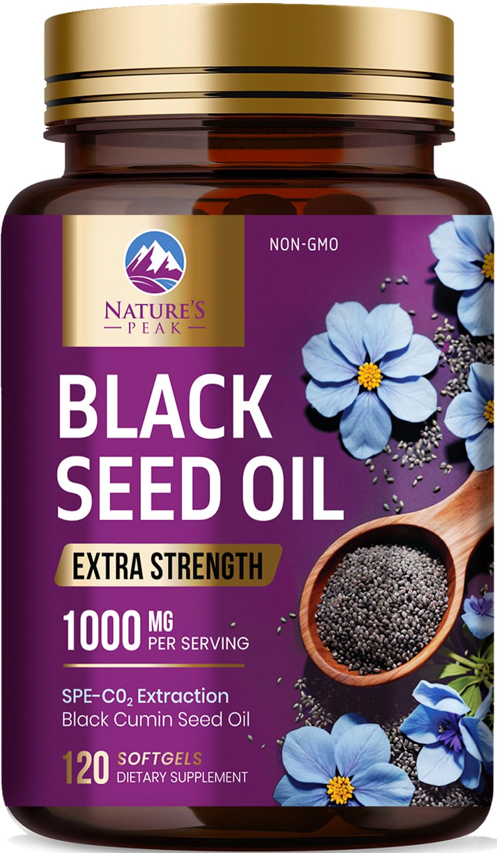 Black Seed Oil 1000mg - Premium Extra Strength Nigella Sativa Black Seed Oil - Black Cumin Seed Oil for Skin, Digestive Health & Immune Support - Non-GMO, Sugar Free & Bottled in USA - 120 Softgels