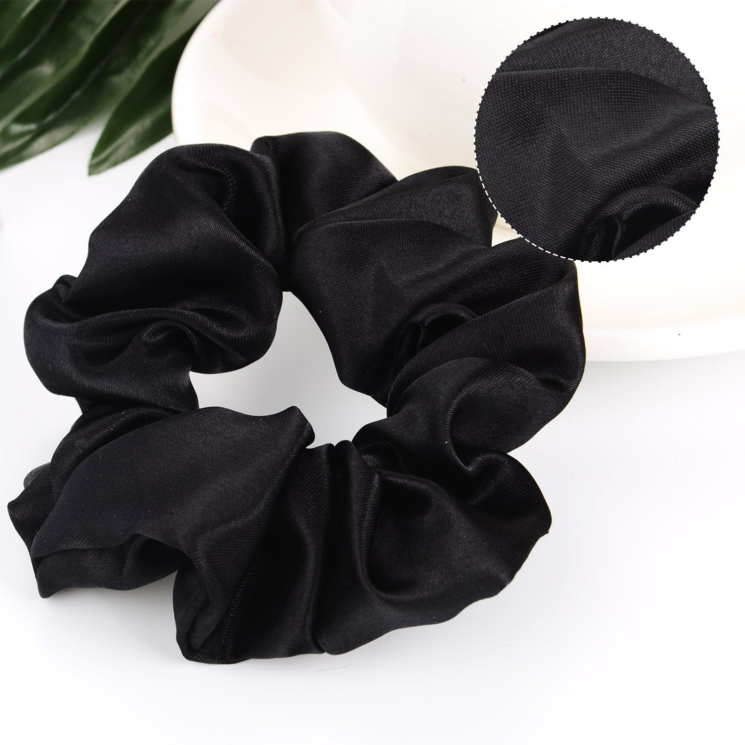 10 Pieces Satin Scrunchies Hair Ties Silky Small Elastic Hair Bobbles Ponytail Holders Curly Hair Accessories for Women Girls Kids Adults (Black)